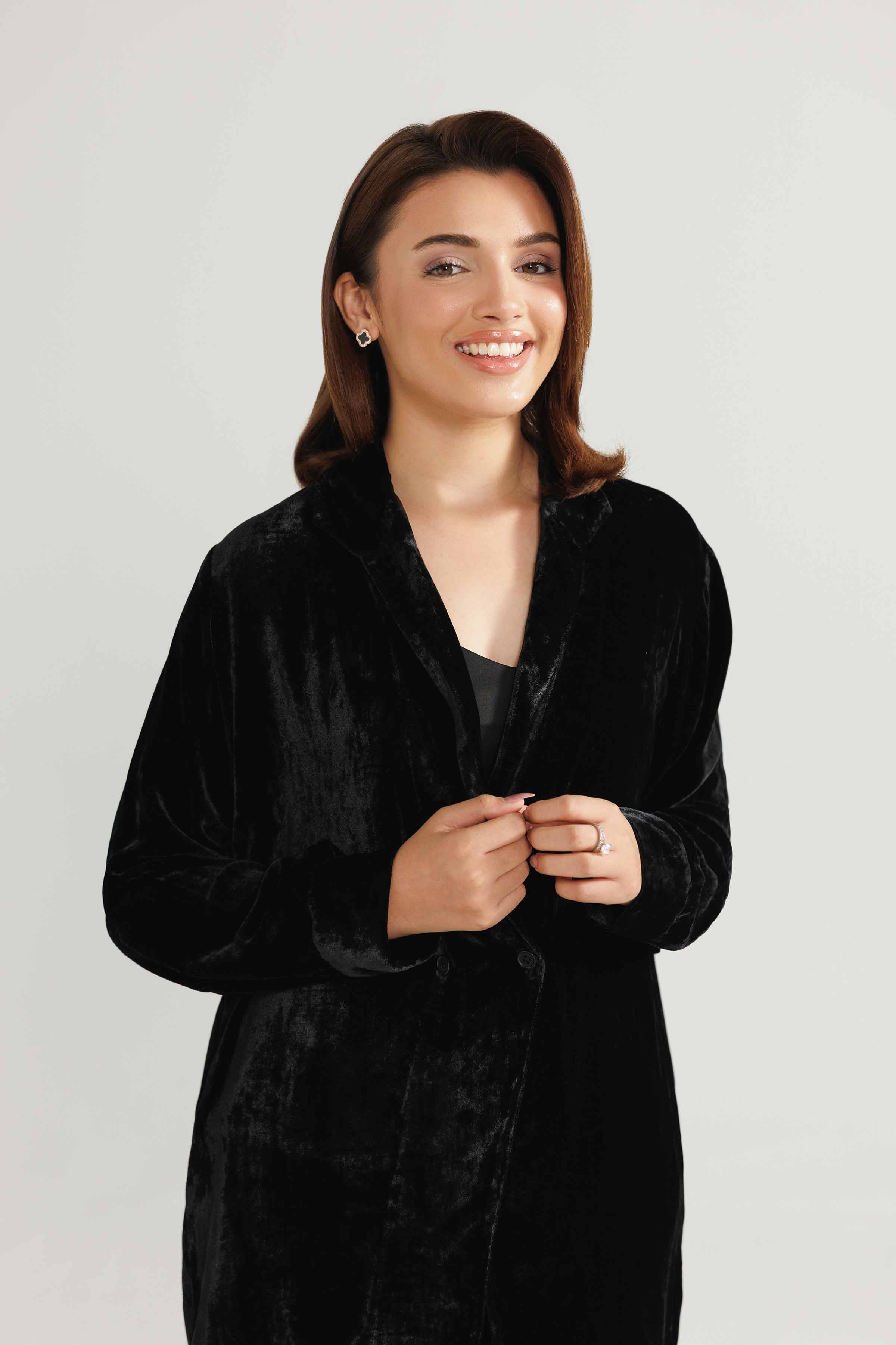 NishatUK - Black Solids Velvet 3-piece ready to wear Suit