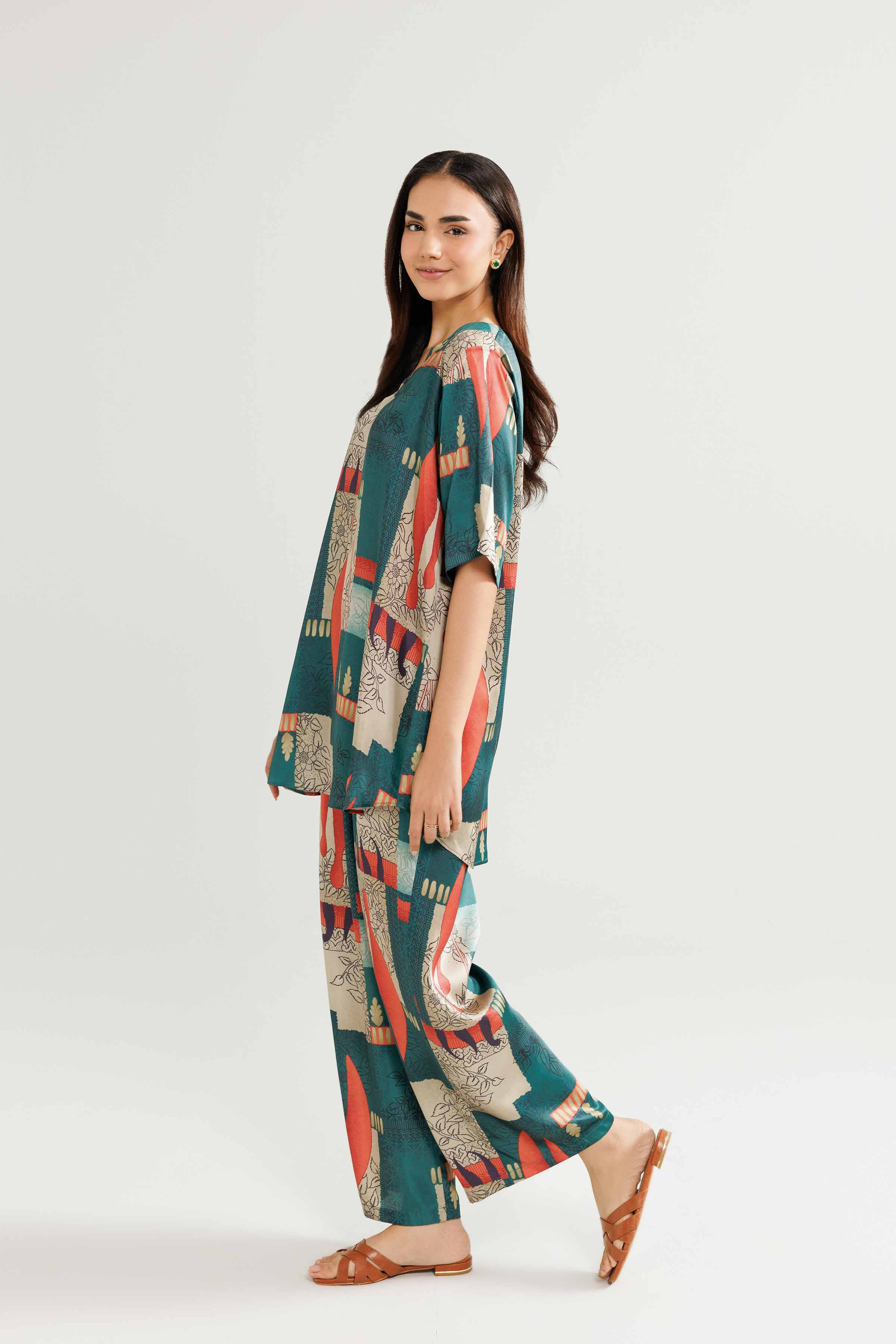 NishatUK - Green Solids Silk 2-piece ready to wear Luxury Dress