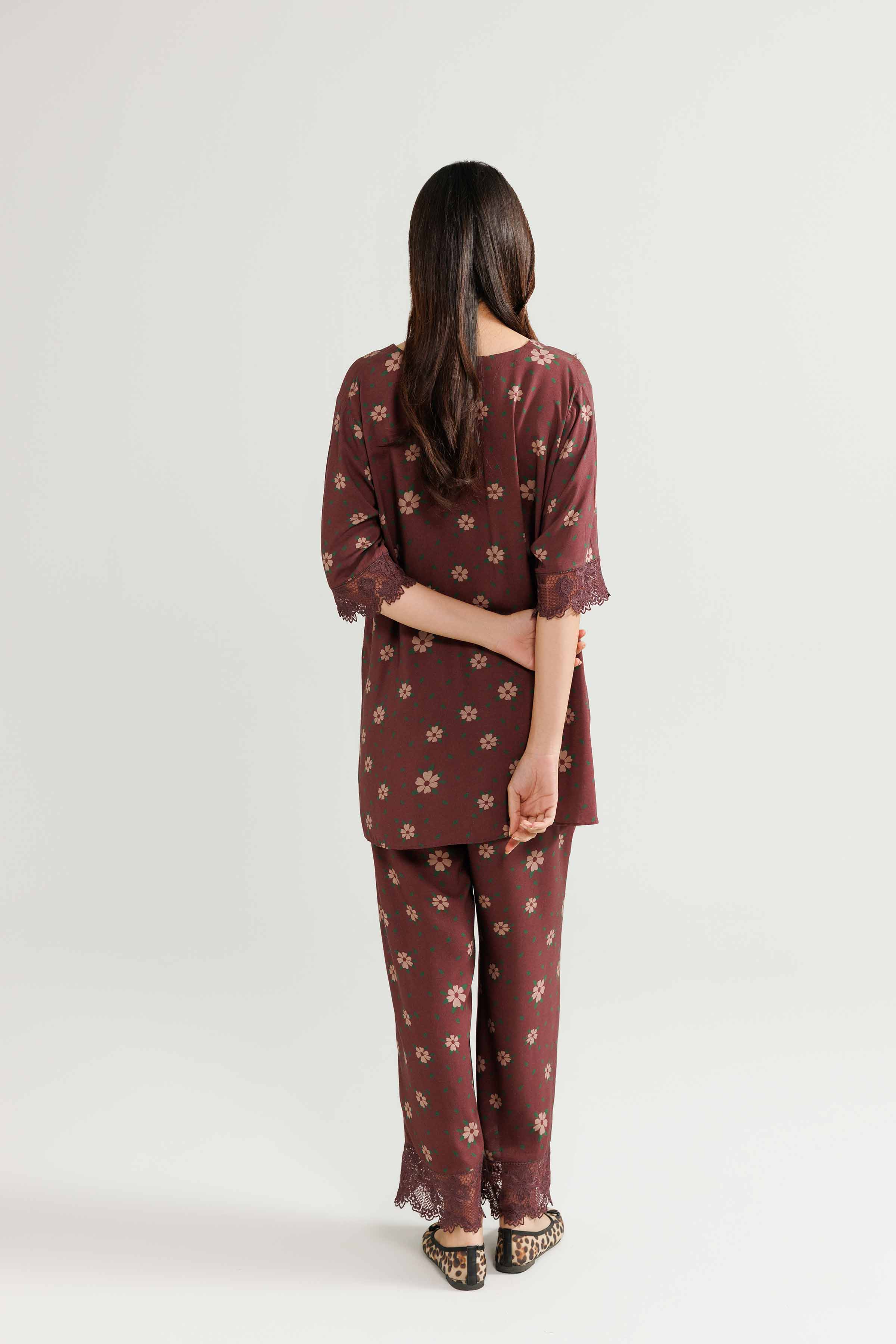 NishatUK - Brown Embroidered Linen 2-piece ready to wear Luxury Dress