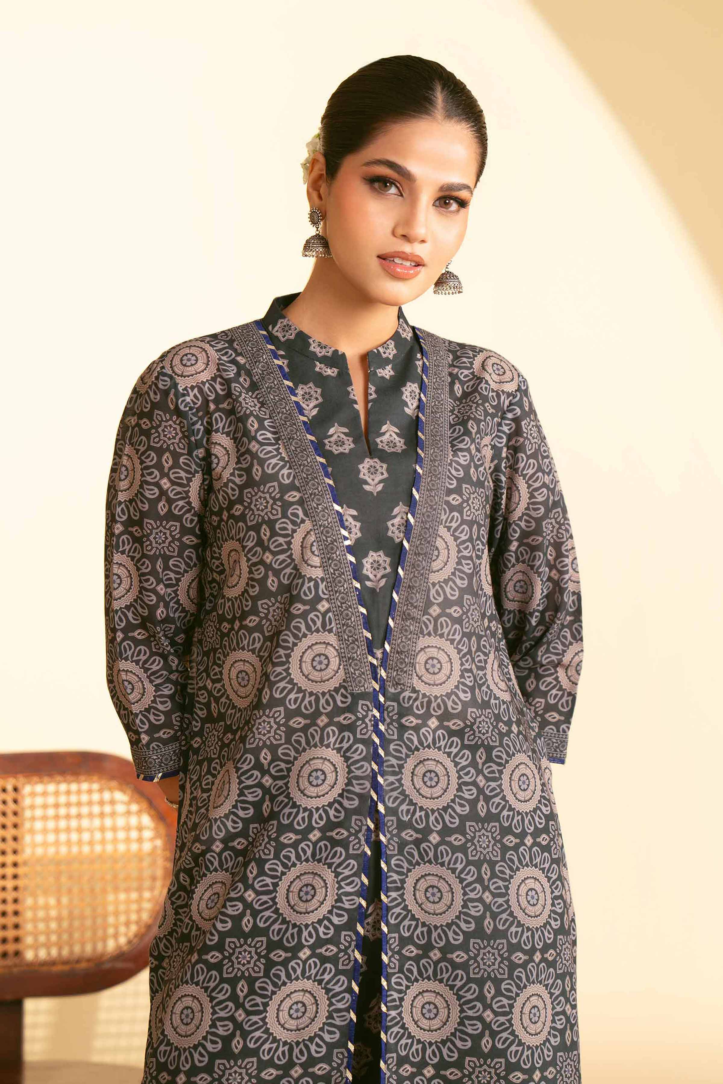 NishatUK - Brown Printed Lawn 2-piece ready to wear Luxury Dress