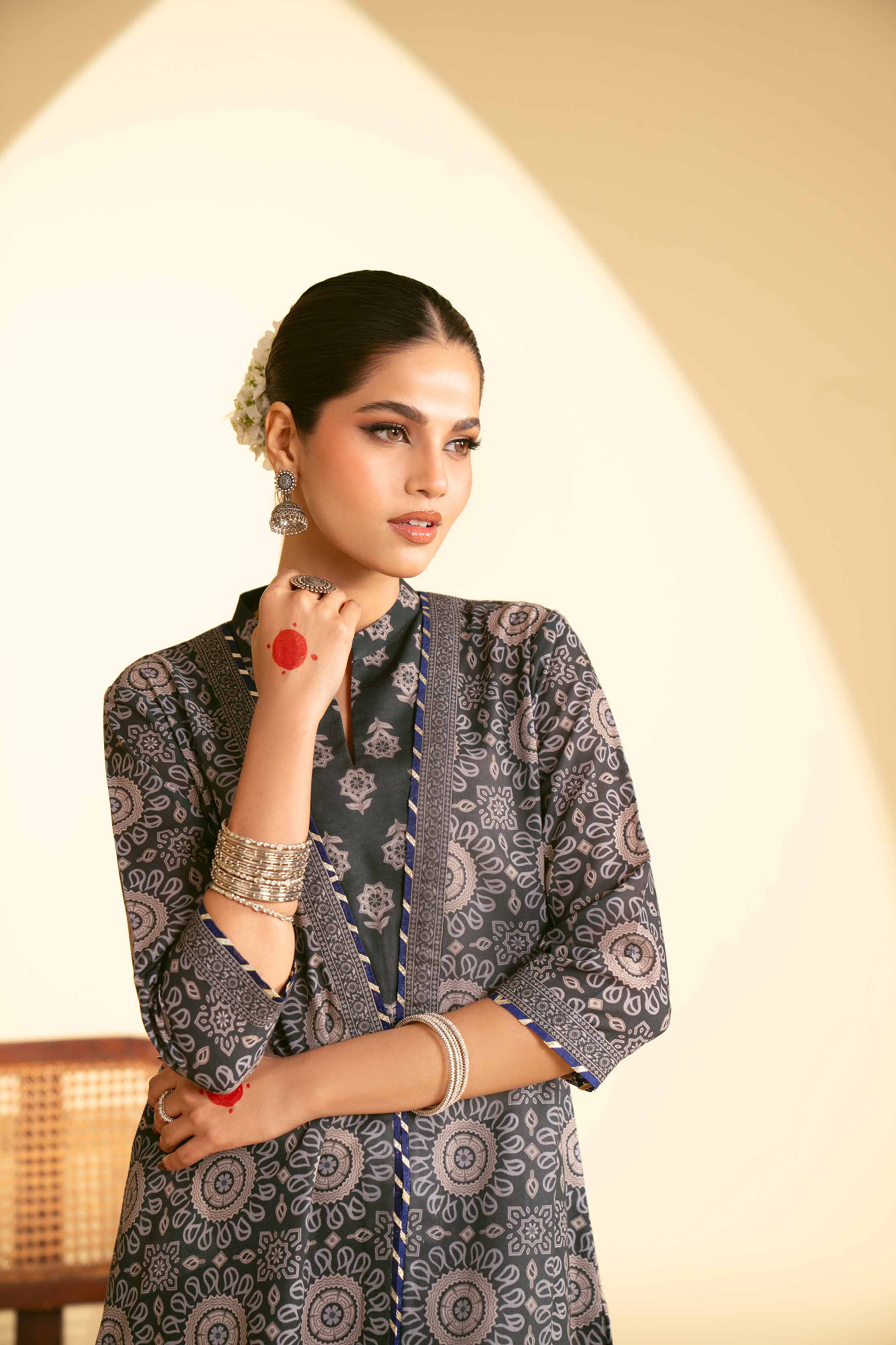 NishatUK - Brown Printed Lawn 2-piece ready to wear Luxury Dress