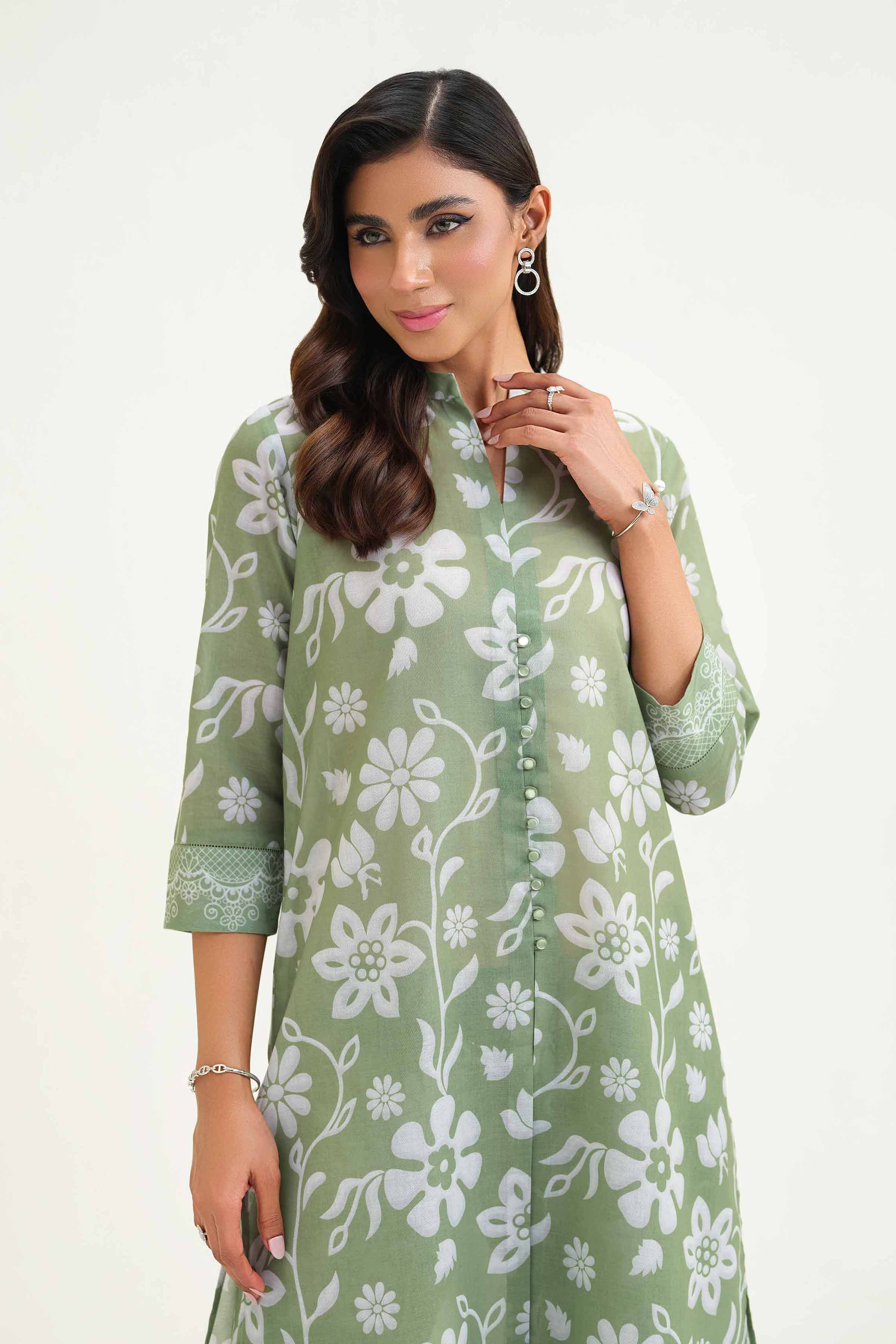 NishatUK - Brown Printed Lawn 2-piece ready to wear Luxury Dress