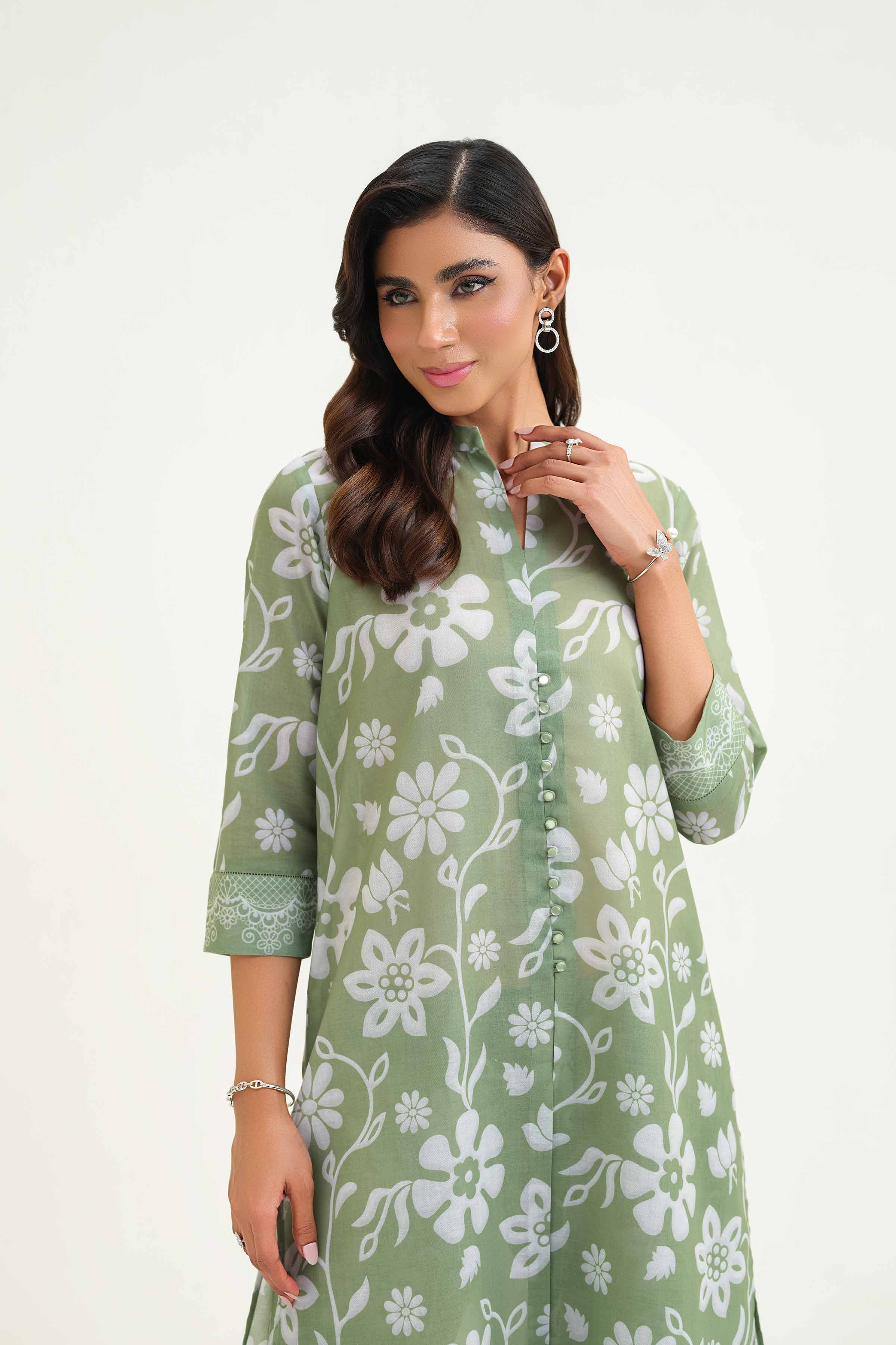 NishatUK - Brown Printed Lawn 2-piece ready to wear Luxury Dress