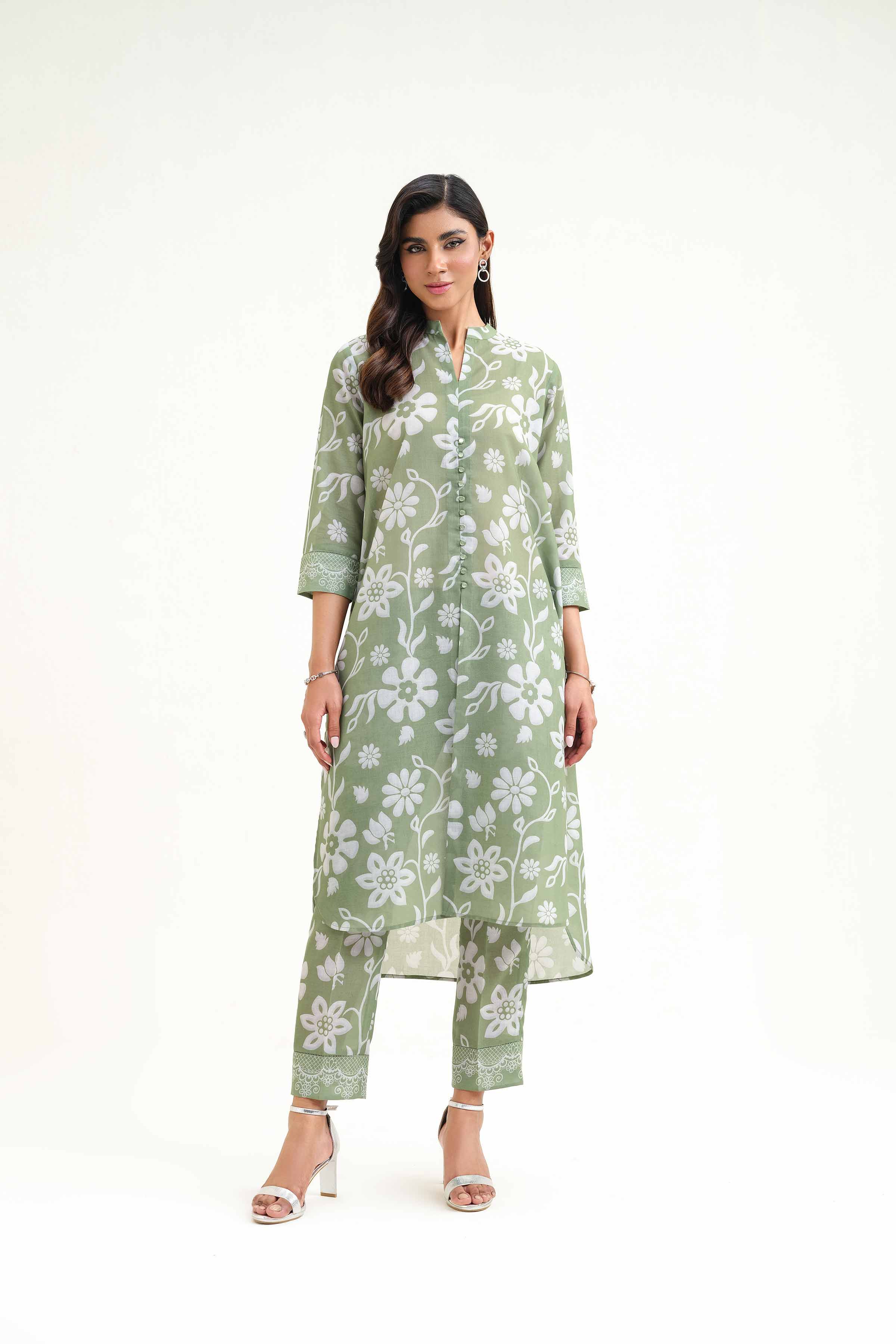 NishatUK - Brown Printed Lawn 2-piece ready to wear Luxury Dress