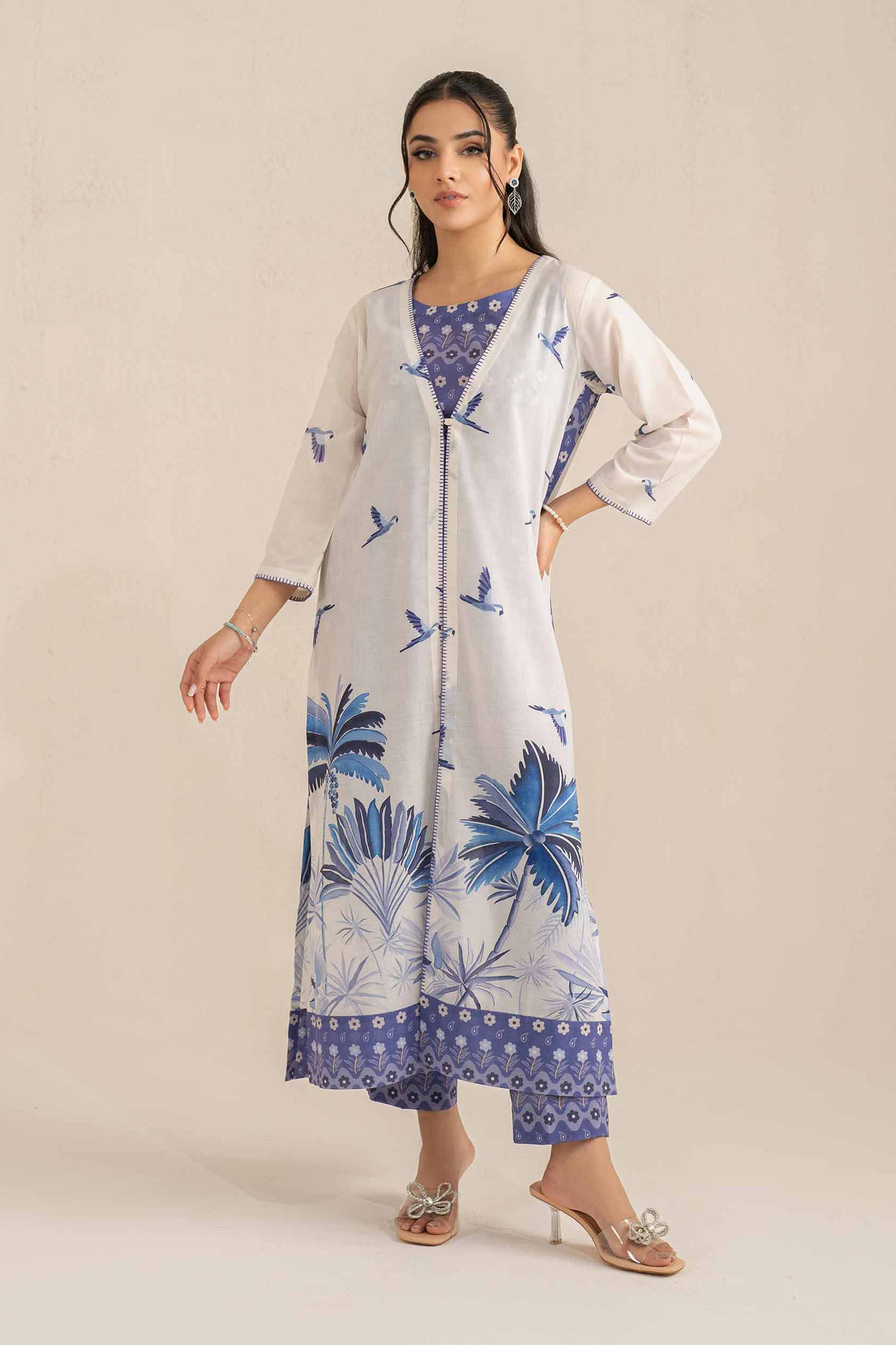 NishatUK - Brown Printed Lawn 3-piece ready to wear Suit