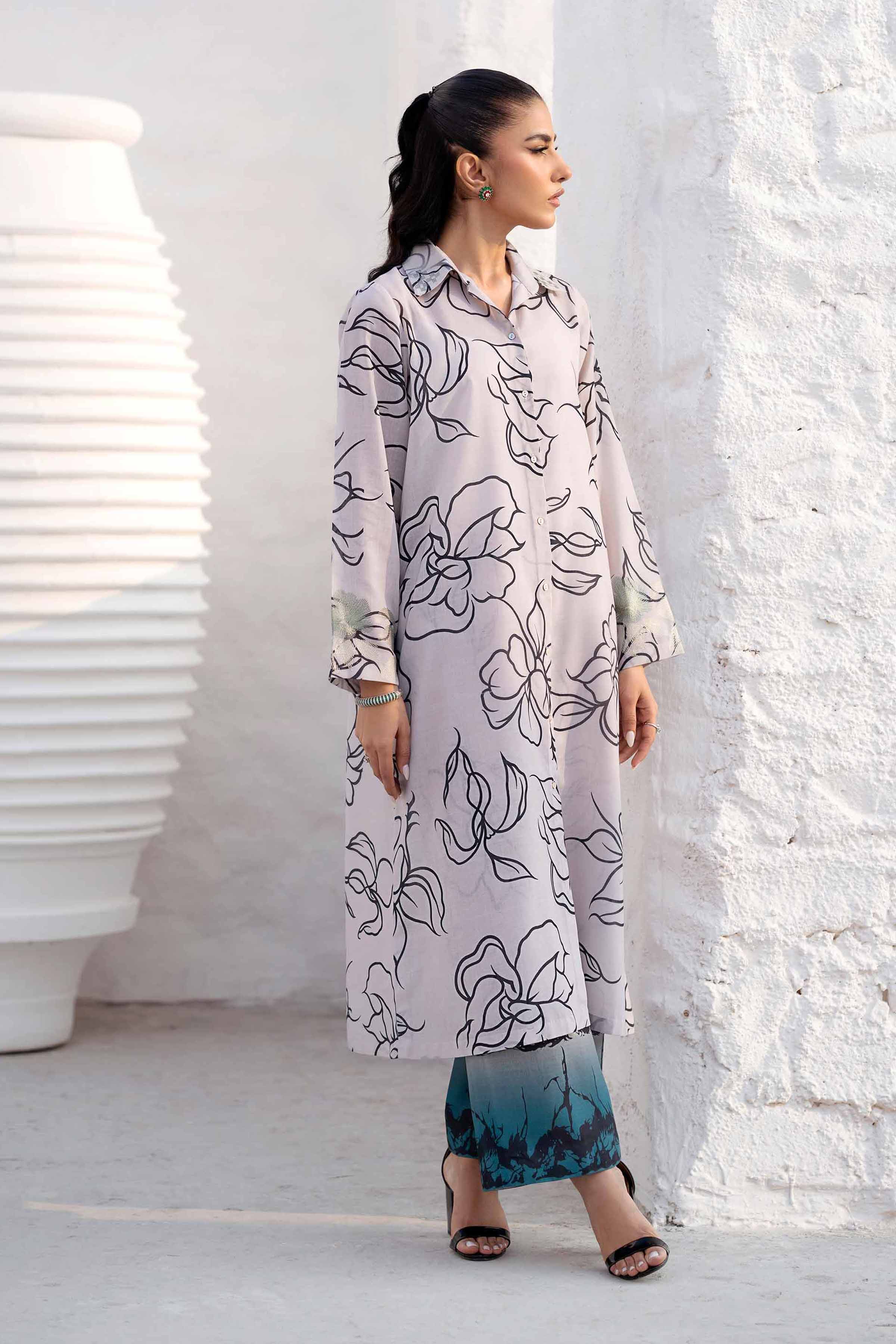 NishatUK - Brown Embroidered Lawn 2-piece ready to wear Luxury Dress