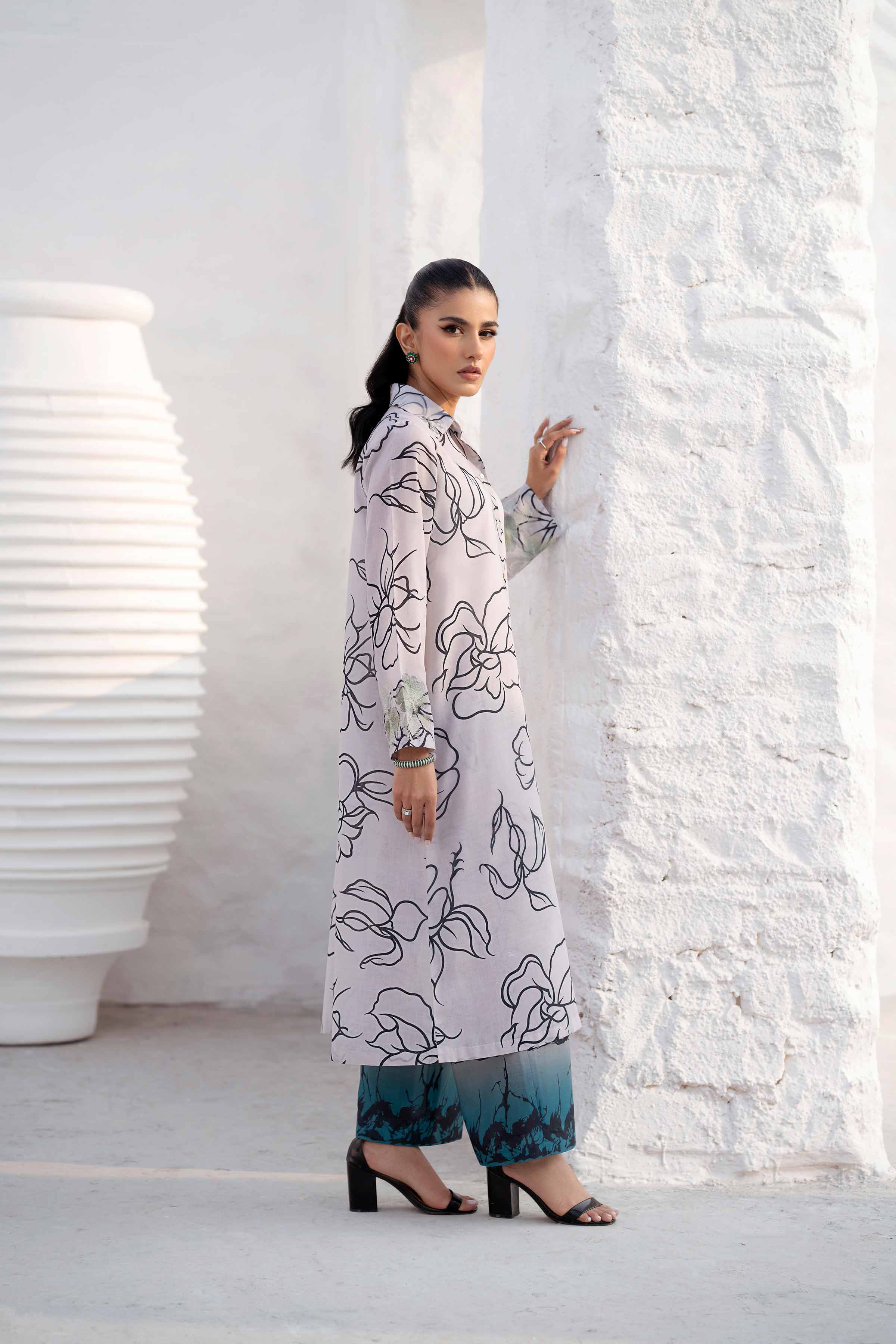 NishatUK - Brown Embroidered Lawn 2-piece ready to wear Luxury Dress