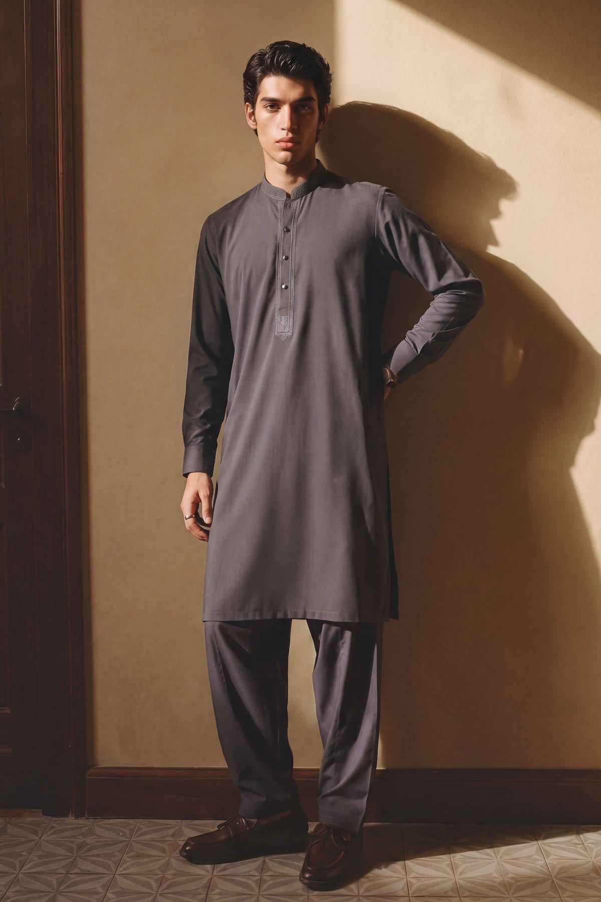 Nishat UK - Grey Embroidered Boski 2 Pieces ready to wear