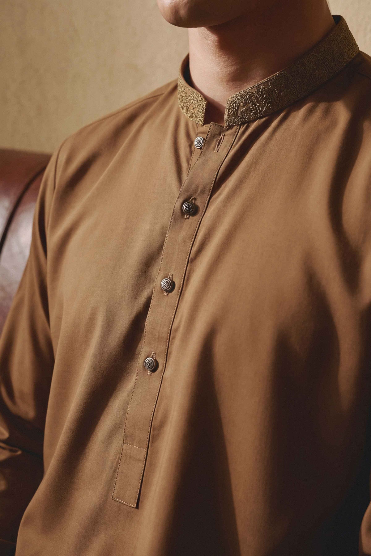 Nishat UK - Brown Embroidered Wash & Wear 2 Pieces ready to wear