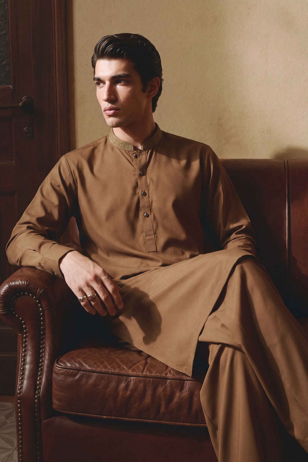 Nishat UK - Brown Embroidered Wash & Wear 2 Pieces ready to wear