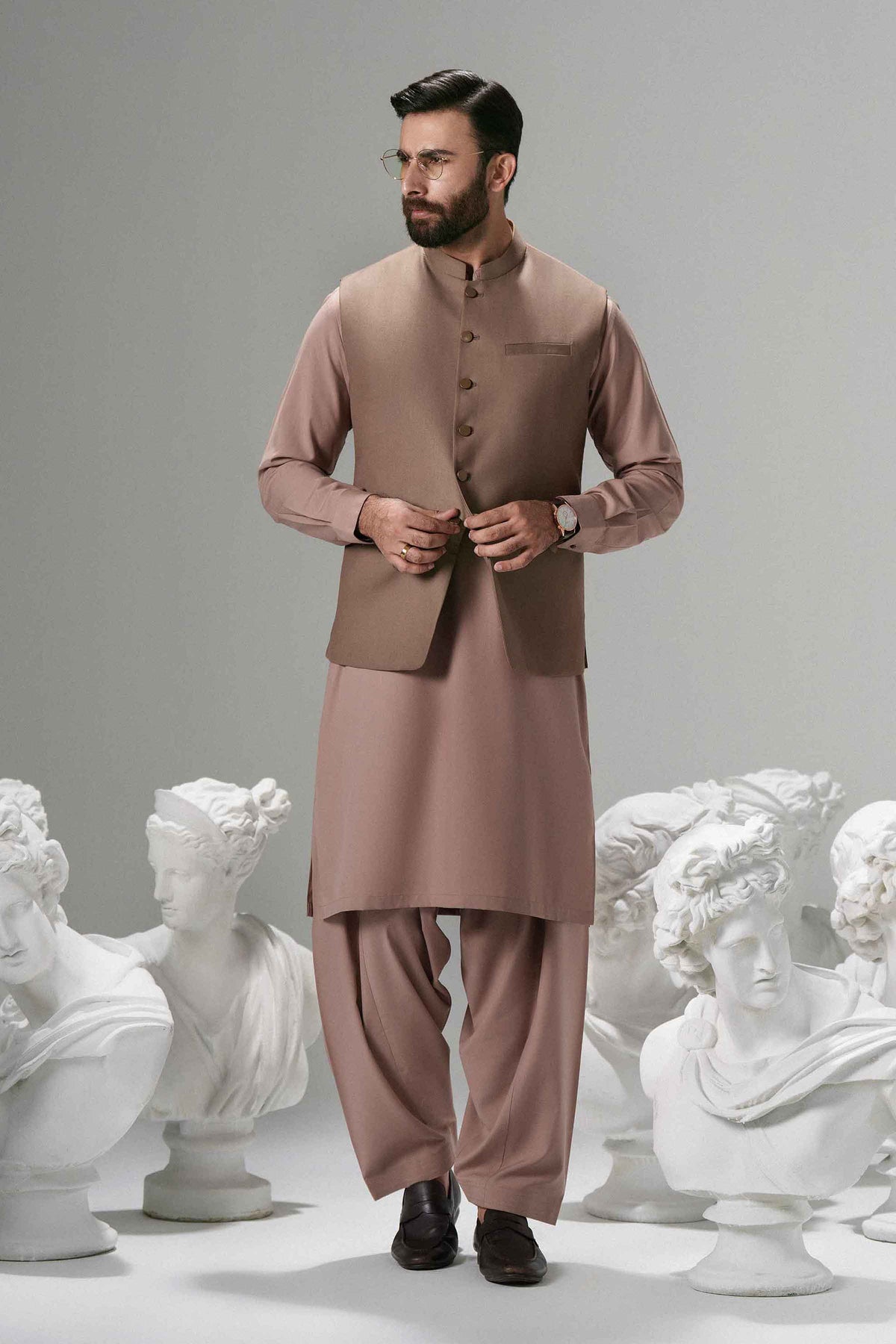 Nishat UK - Brown Embroidered Wash & Wear 2 Pieces ready to wear