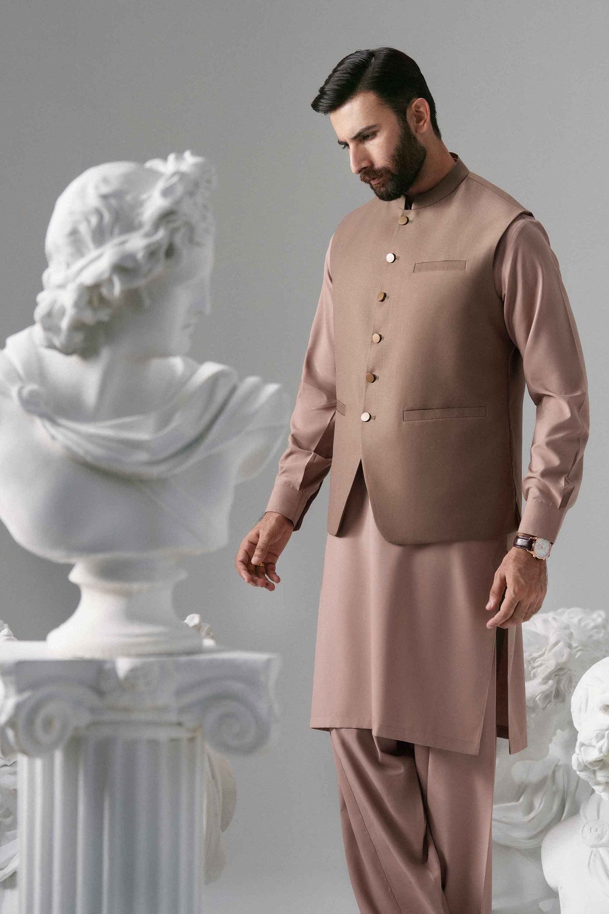 Nishat UK - Brown Embroidered Wash & Wear 2 Pieces ready to wear
