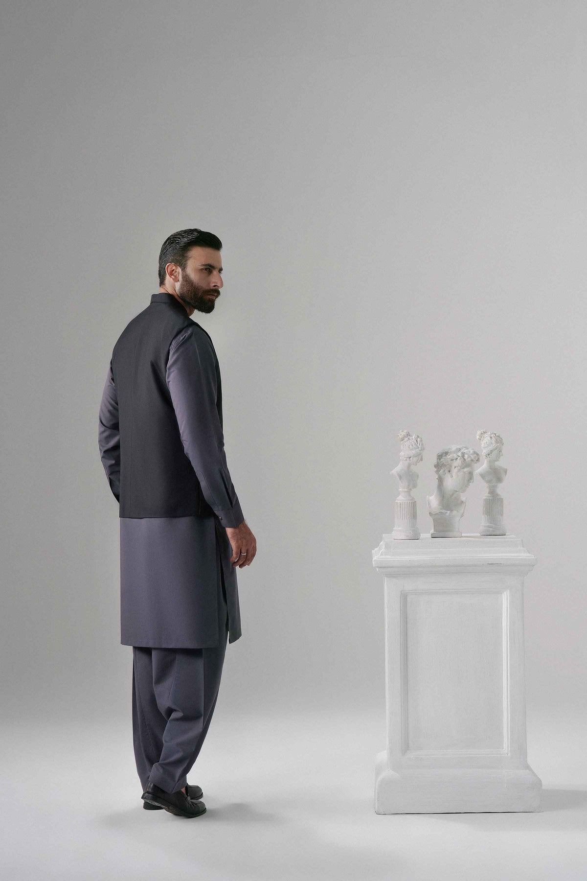 Nishat UK - Black Solids Blended 1 Piece ready to wear Waistcoat