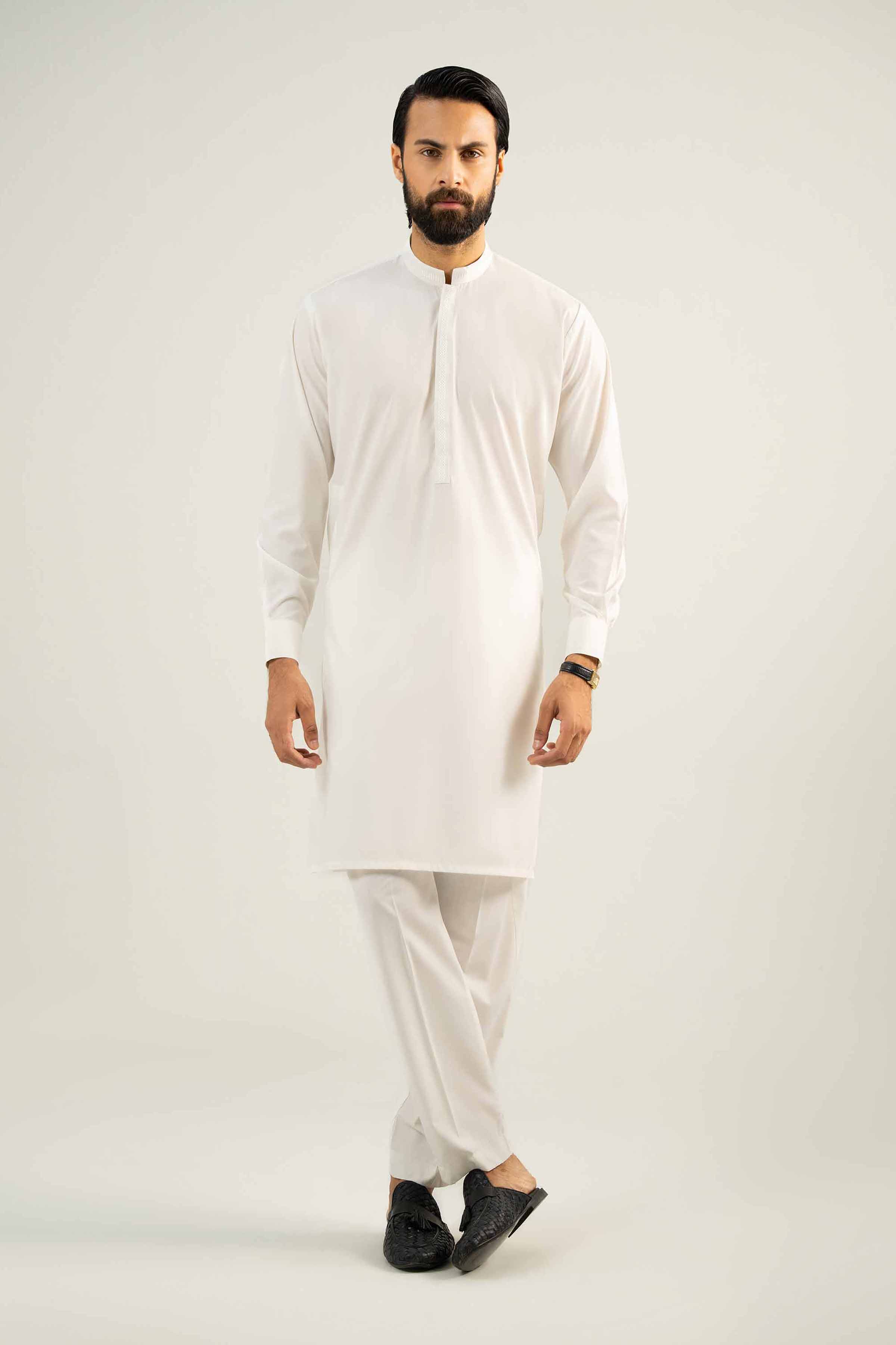 NishatUK - White Embroidered Leisure 2-piece ready to wear Dress