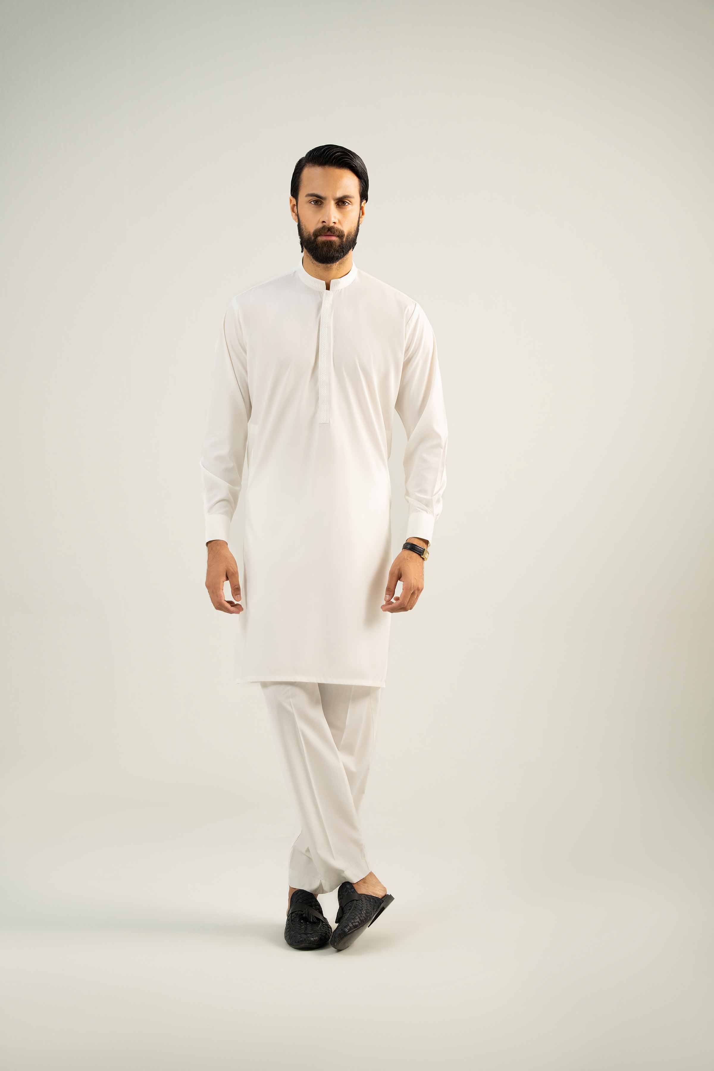 NishatUK - White Embroidered Leisure 2-piece ready to wear Dress