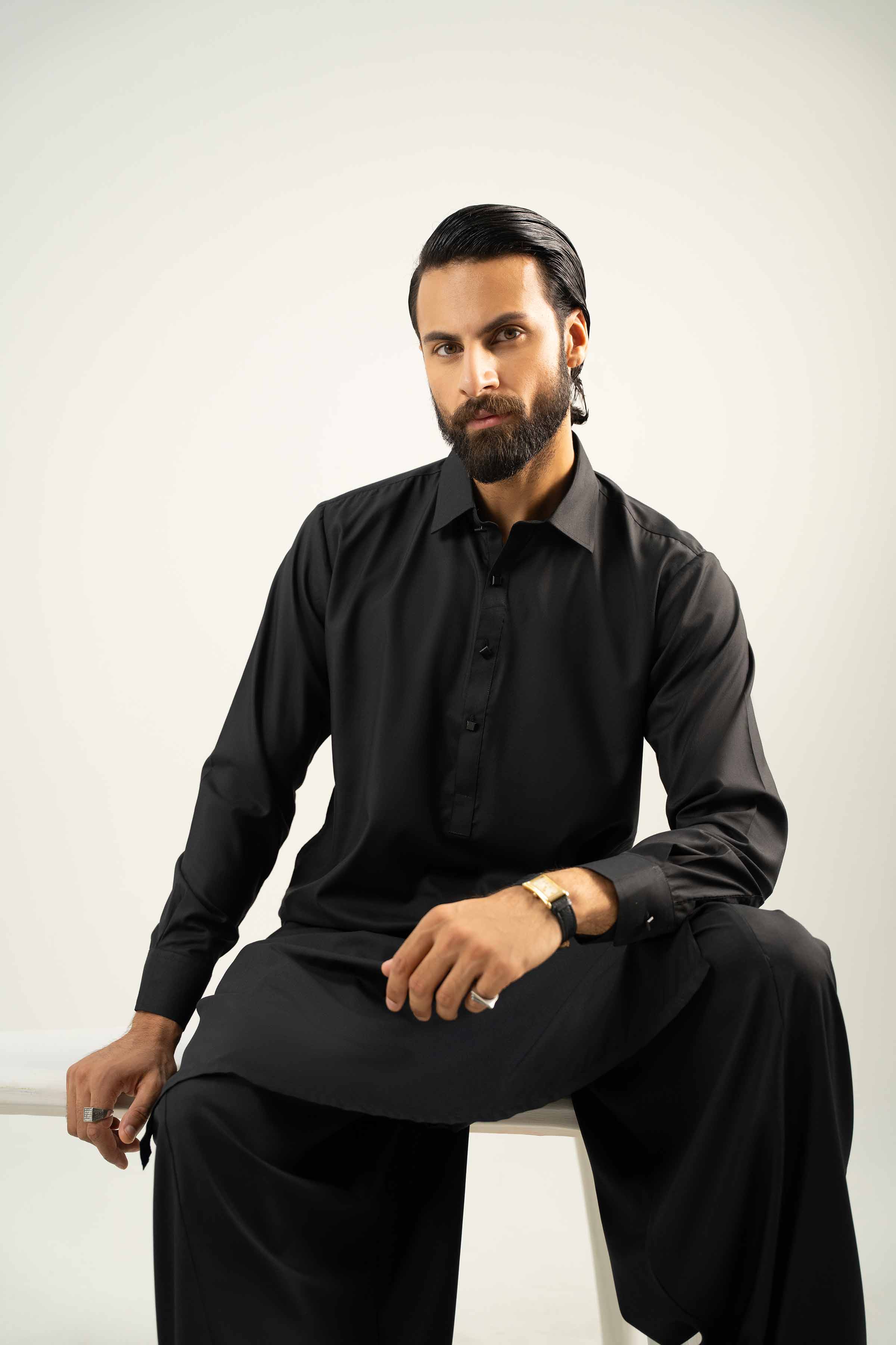 NishatUK - Black Solids Ambassadar 2-piece ready to wear Dress