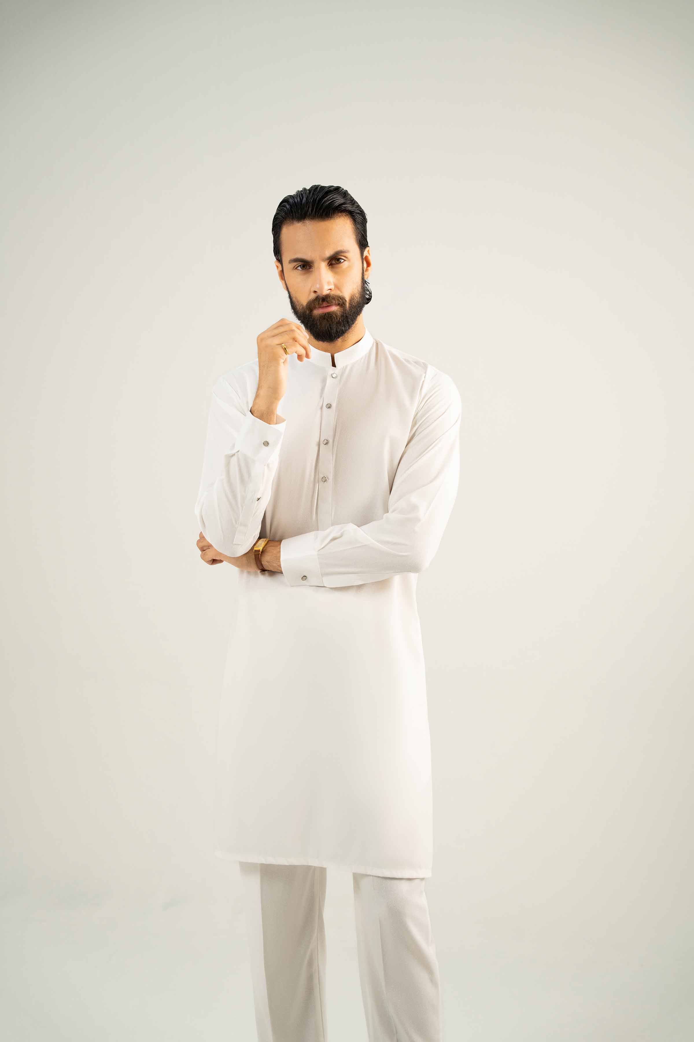 NishatUK - White Solids Karandi 2-piece ready to wear Dress