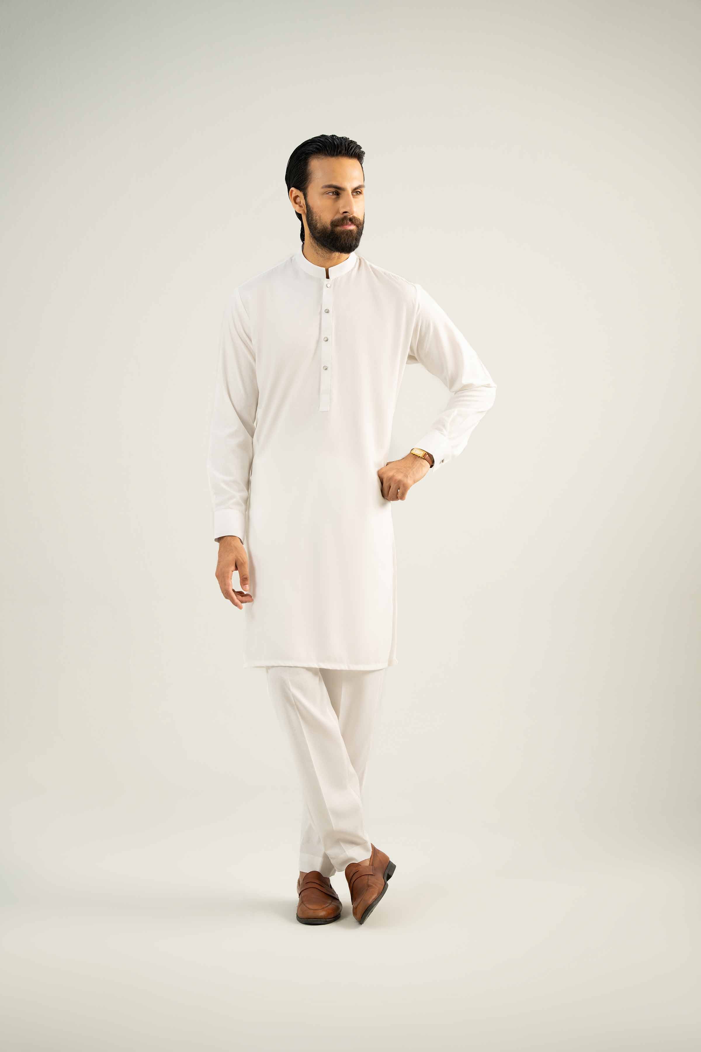 NishatUK - White Solids Karandi 2-piece ready to wear Dress