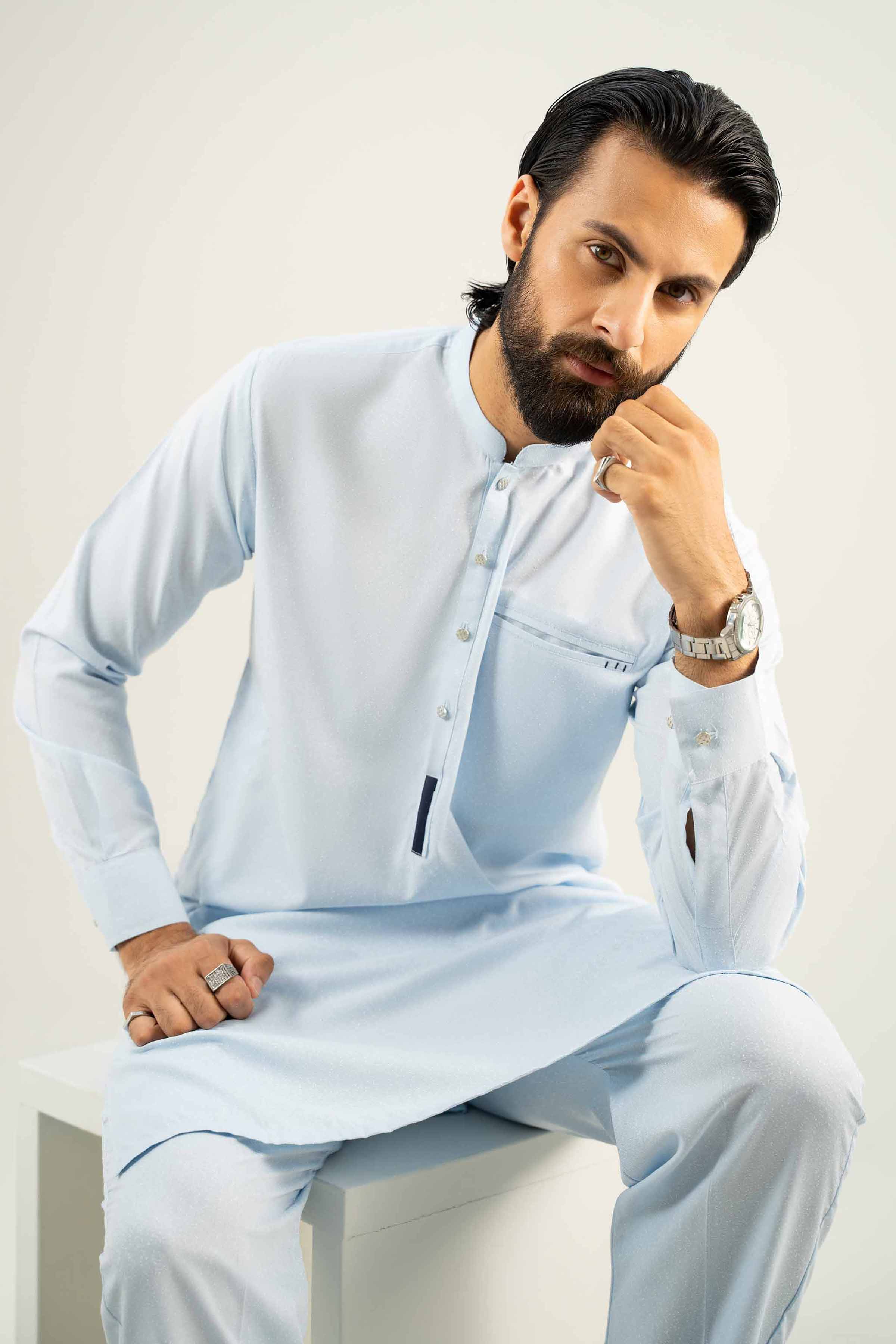 NishatUK - Blue Solids karandi 2-piece ready to wear Dress