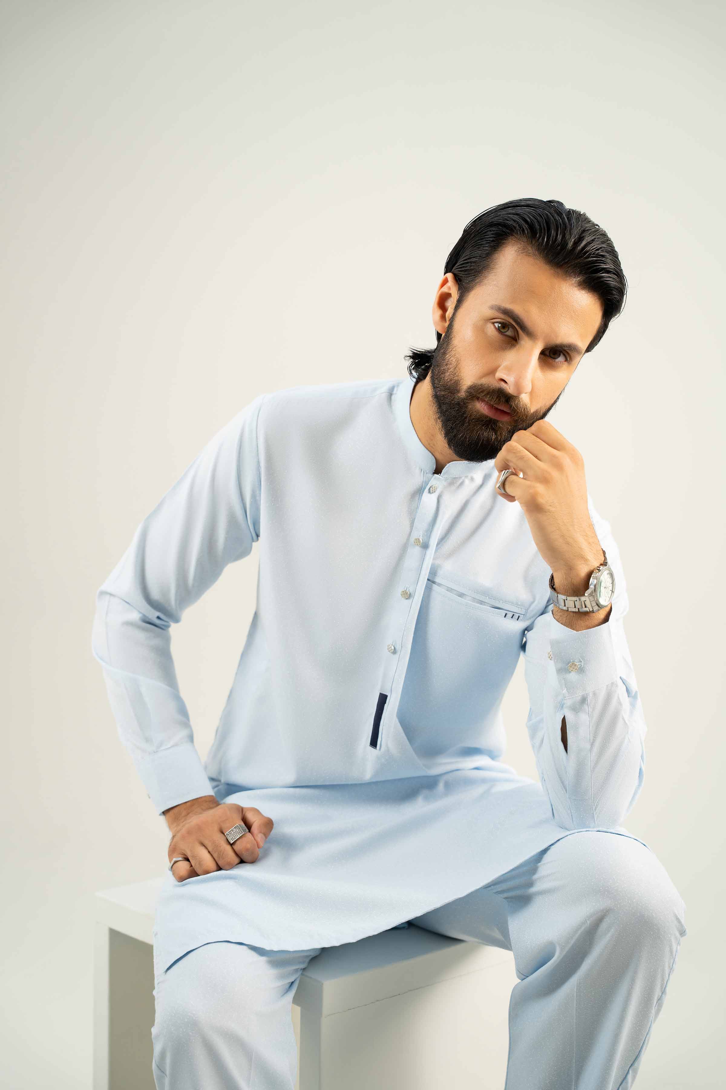 NishatUK - Blue Solids karandi 2-piece ready to wear Dress