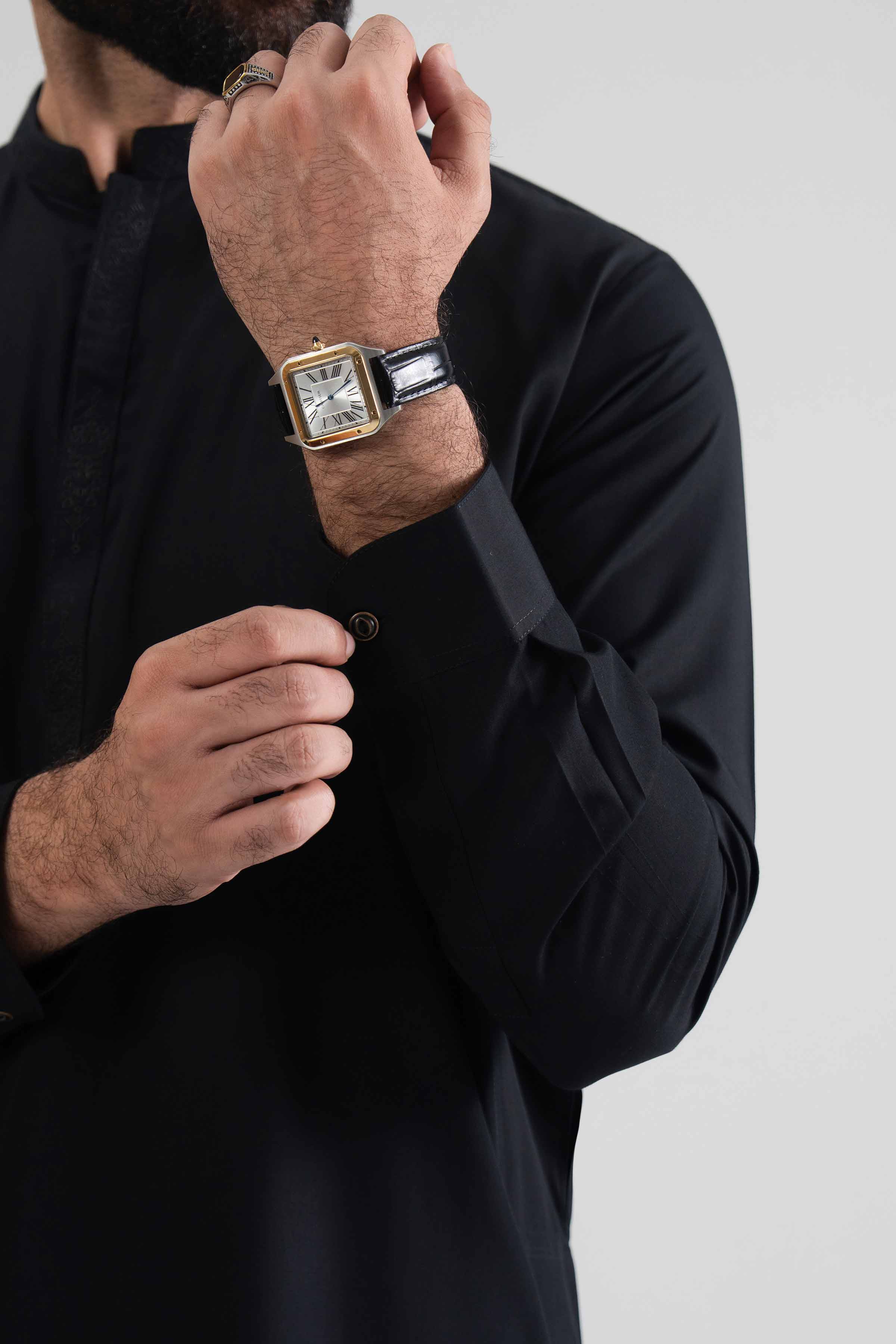 NishatUK - Black Embroidered Blended 2-piece ready to wear Dress