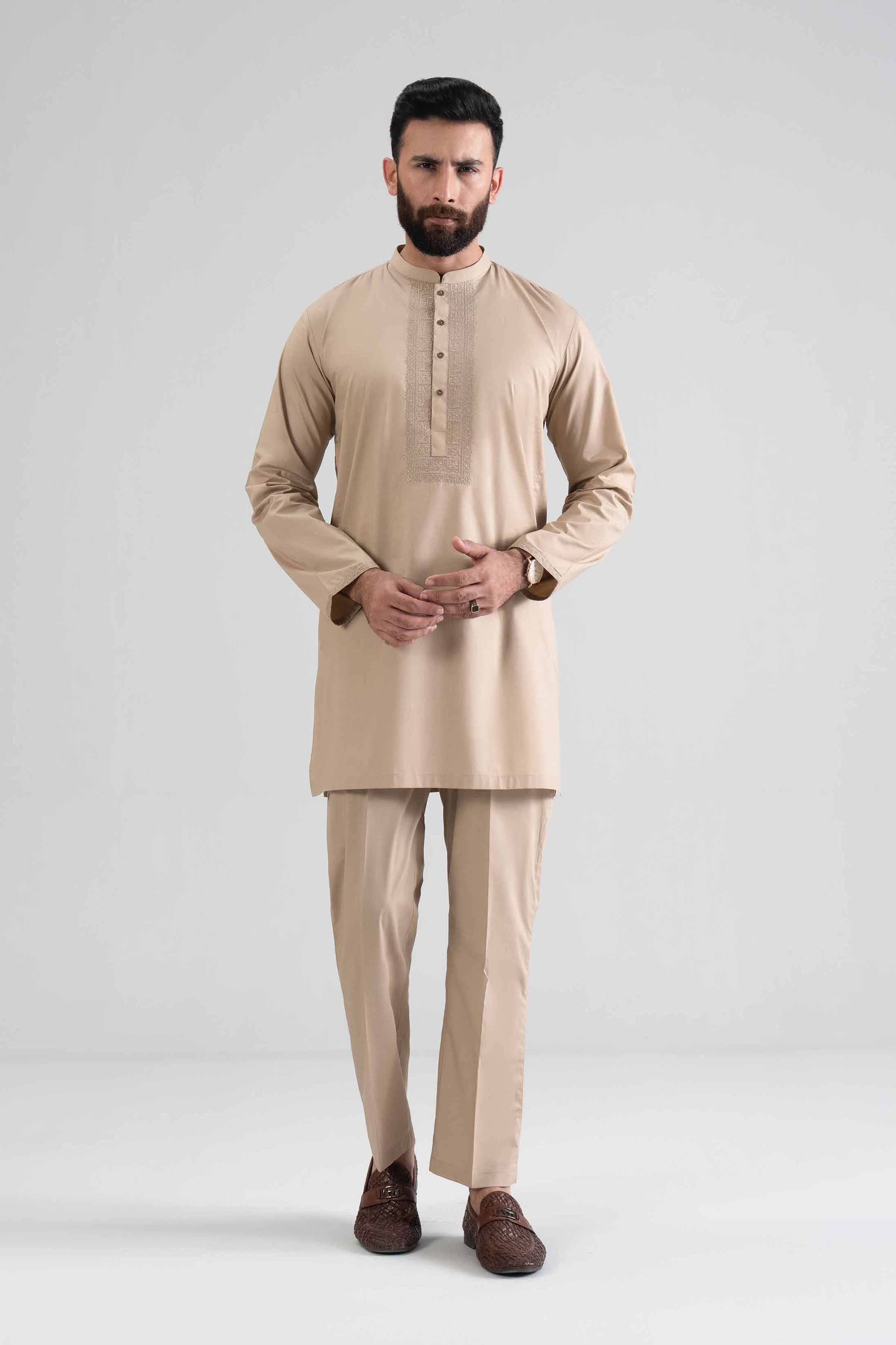 NishatUK - Brown Men Cotton 2-piece ready to wear Dress