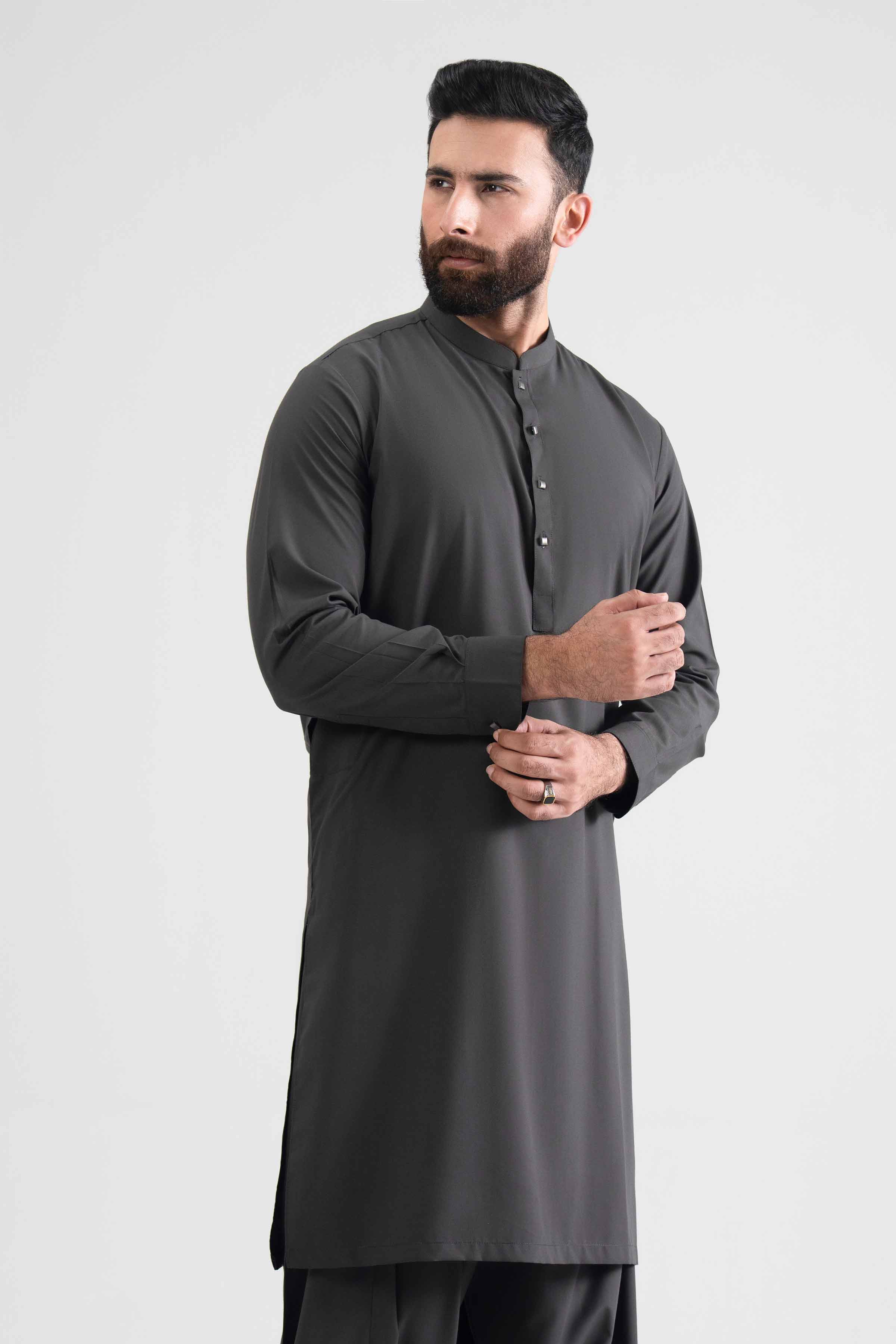 NishatUK - Grey Solids Blended 2-piece ready to wear Dress