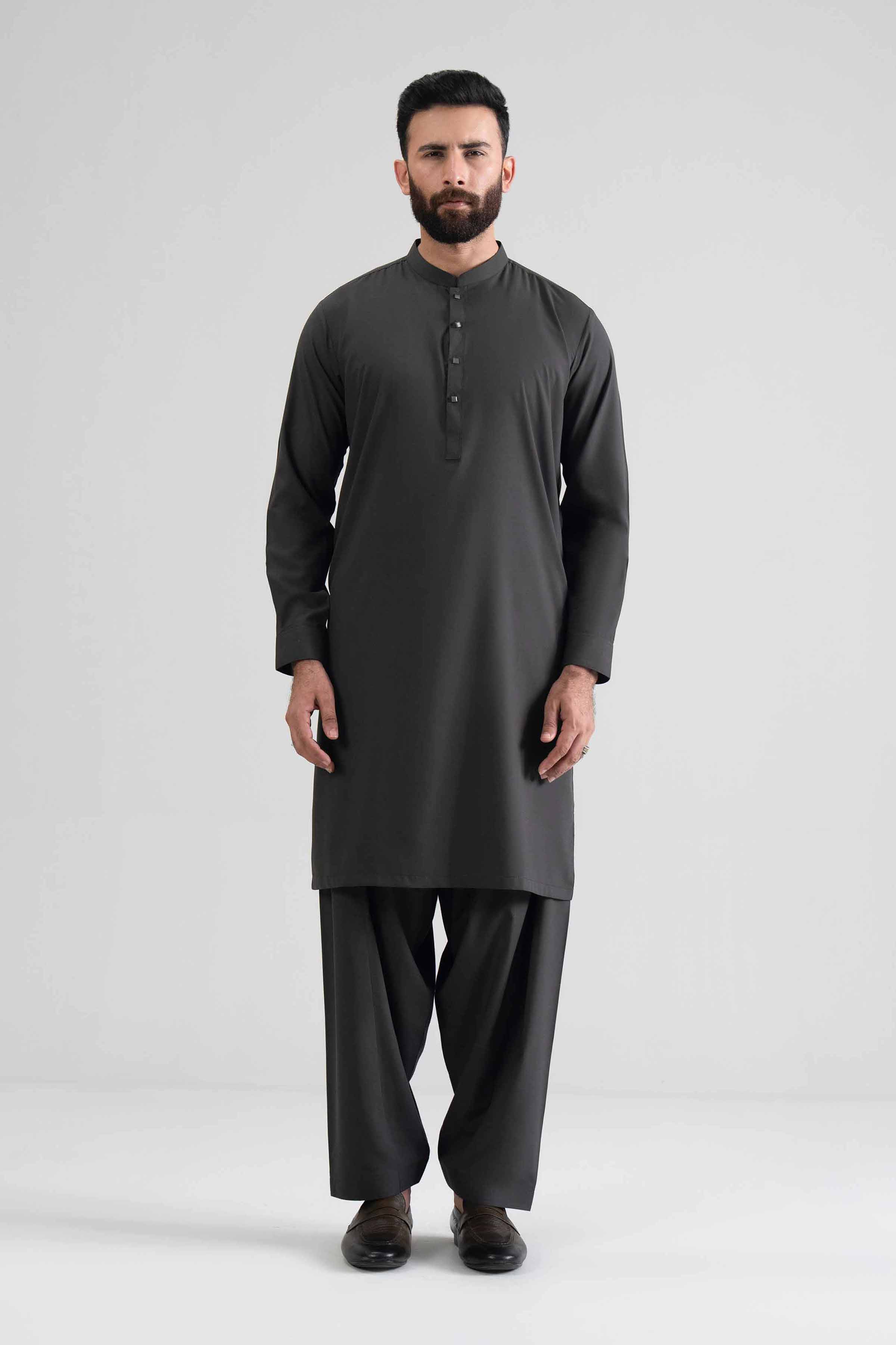 NishatUK - Grey Solids Blended 2-piece ready to wear Dress