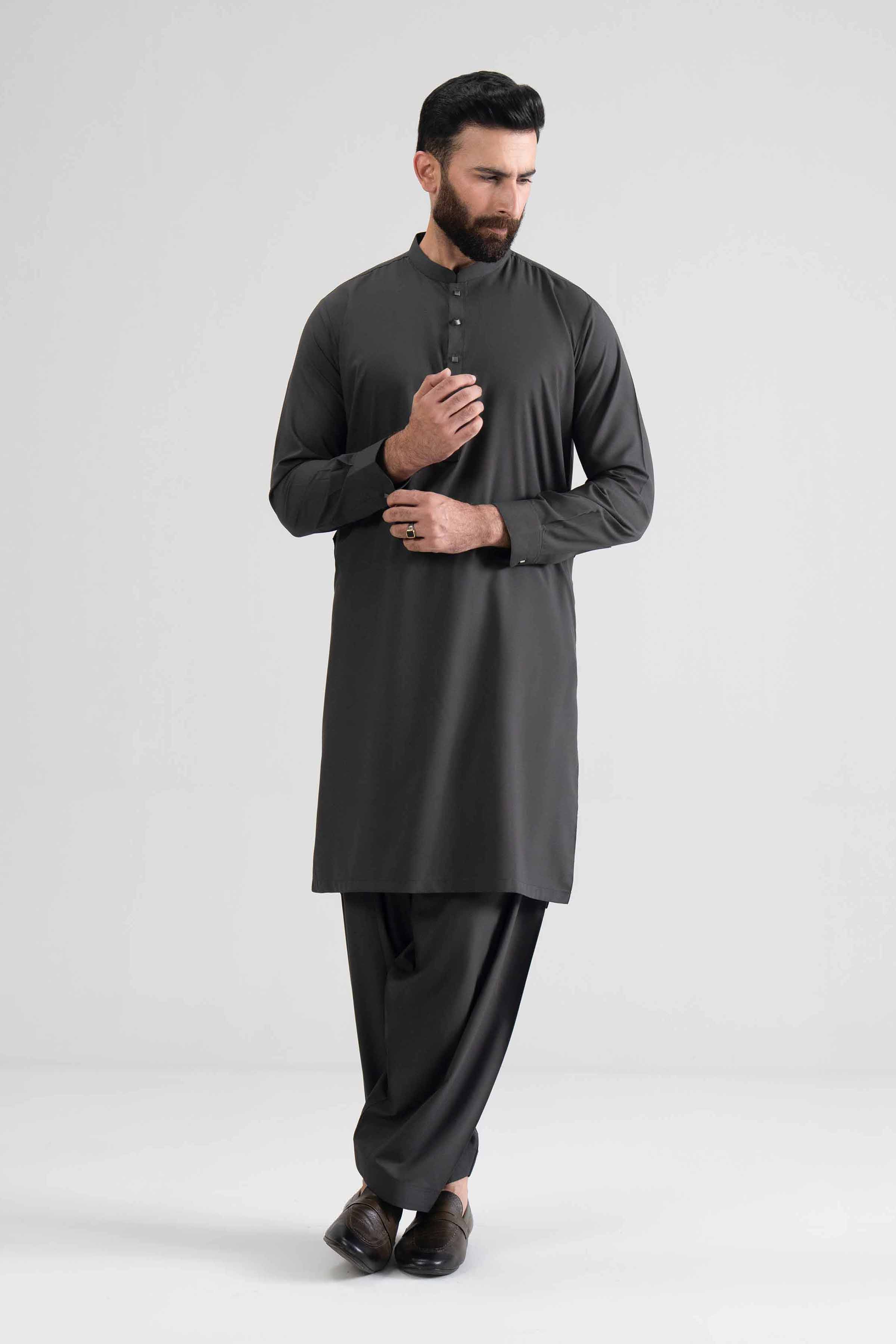 NishatUK - Grey Solids Blended 2-piece ready to wear Dress