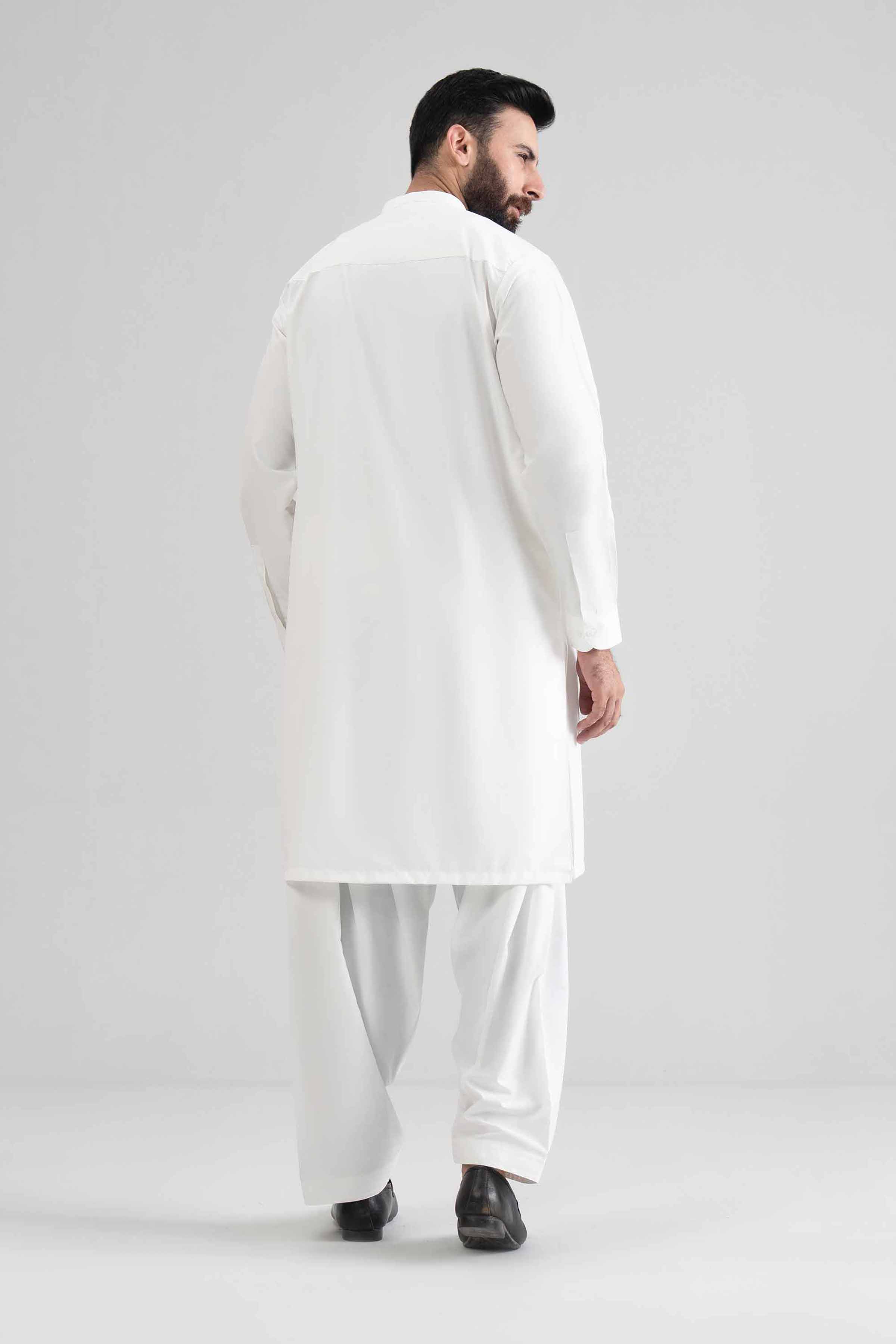 NishatUK - White Men Polyester Viscose 2-piece Stitched Suit