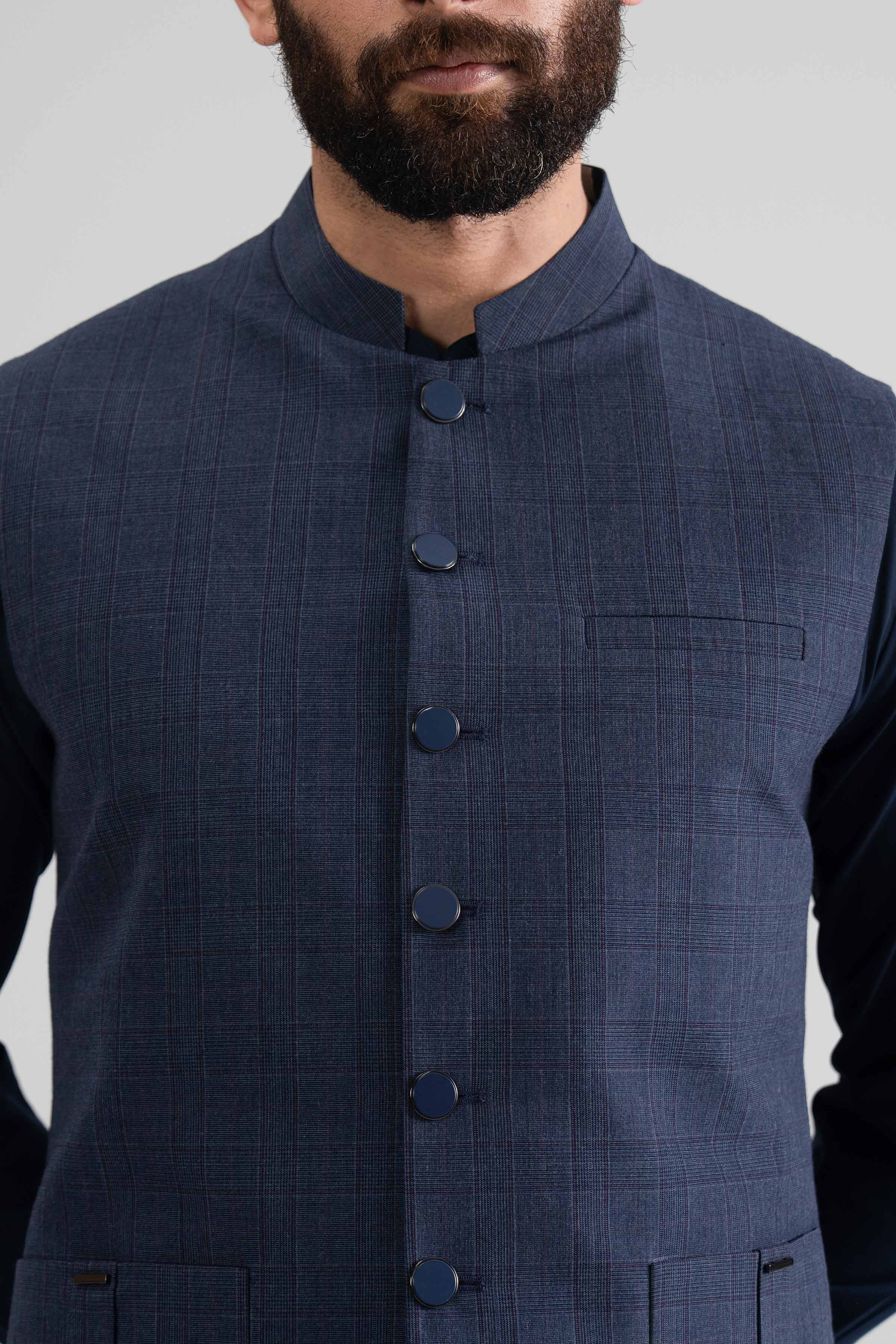 NishatUK - Navy Solids Blended 3-piece ready to wear Suit