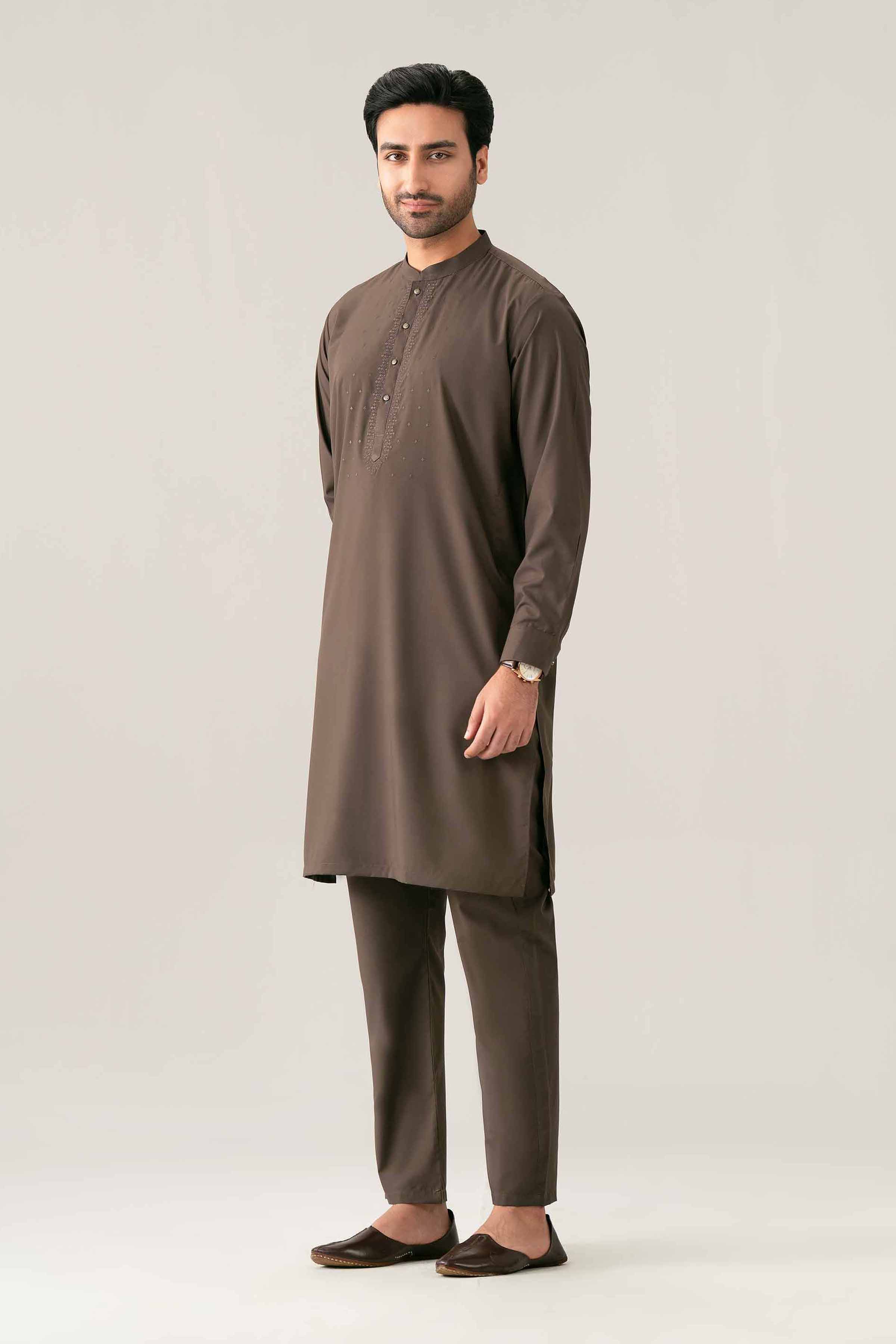 Nishat UK - Brown Embroidered PV 2 Pieces ready to wear Suit