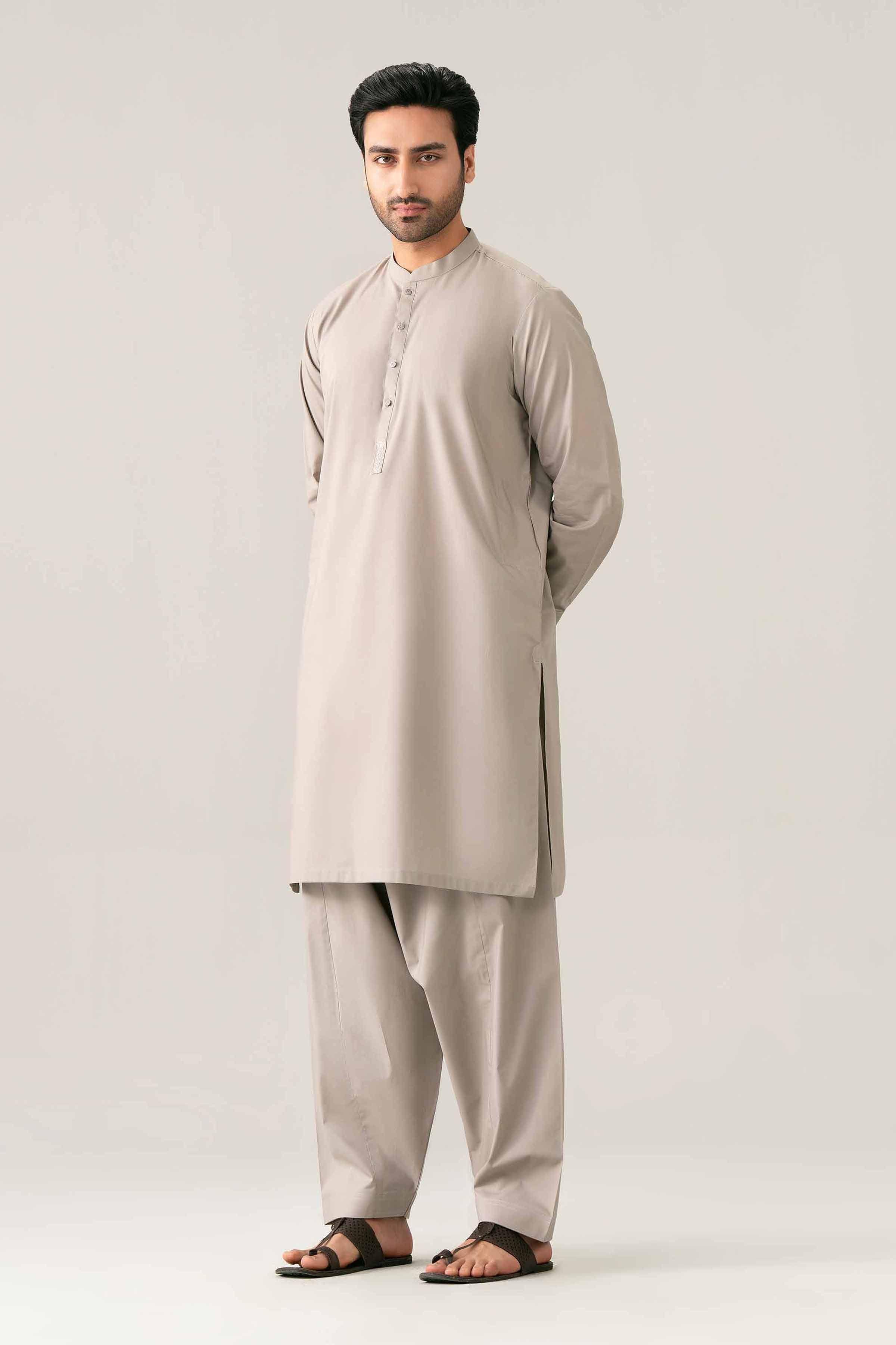 Nishat UK - Grey Embroidered Cotton 2-piece ready to wear Dress