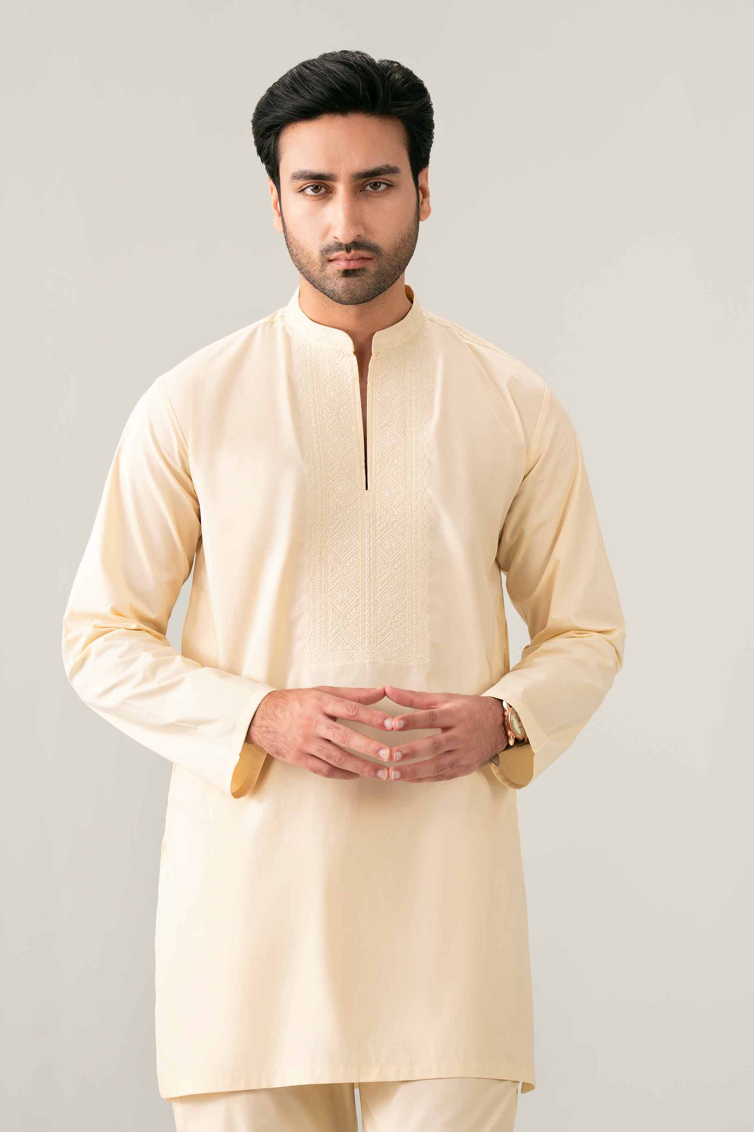 Nishat UK - Off white Embroidered Cotton 2-piece ready to wear Dress