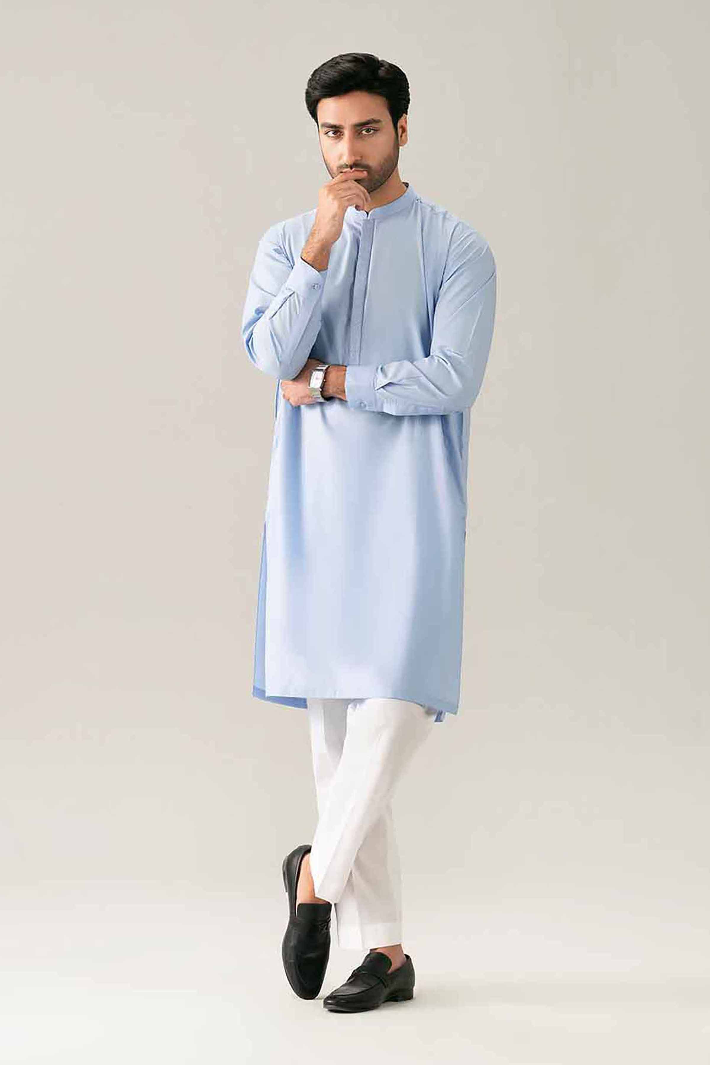 Nishat UK - Blue Embroidered Cotton 1-piece ready to wear kurta