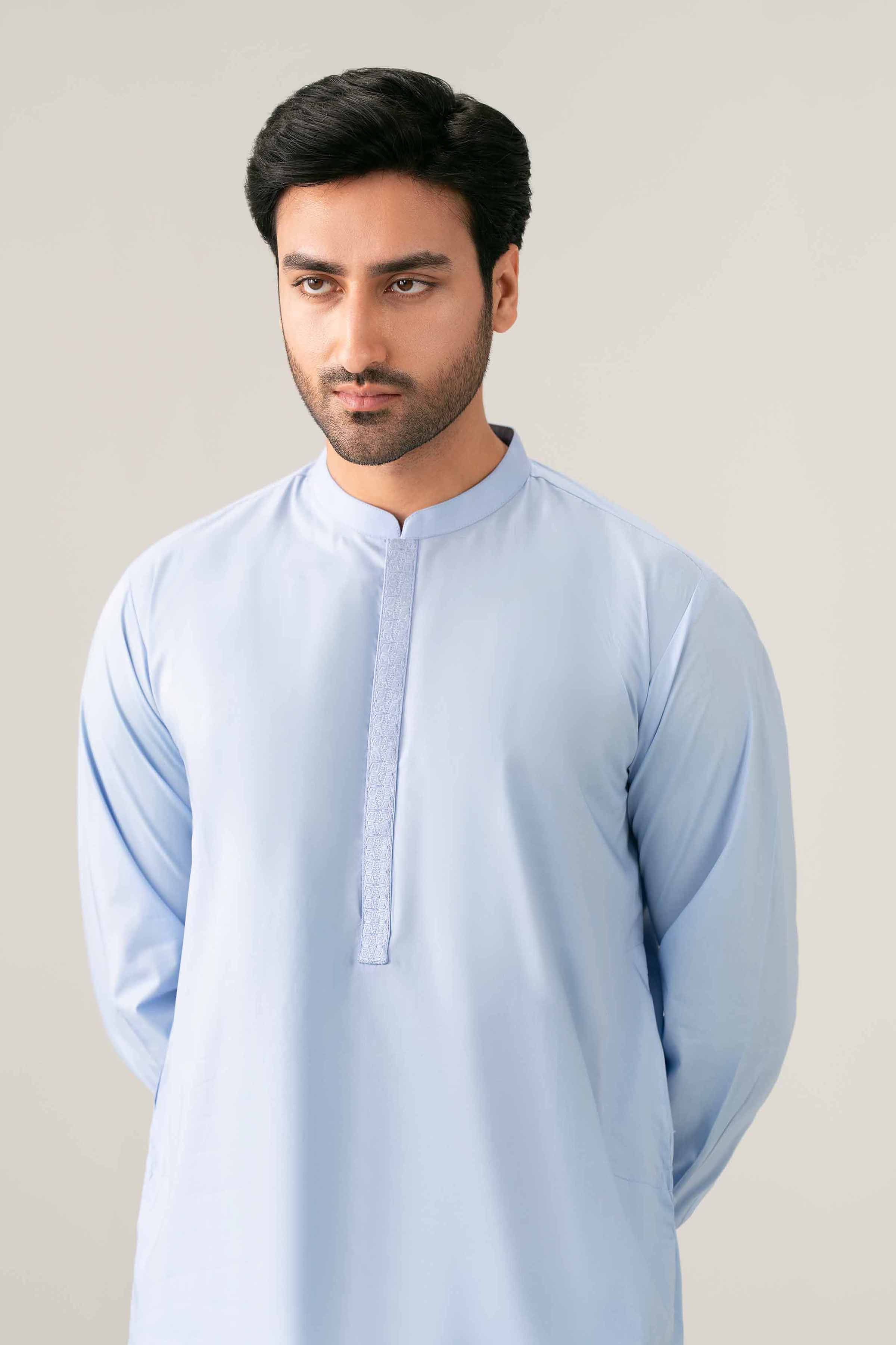 Nishat UK - Blue Embroidered Cotton 1-piece ready to wear kurta