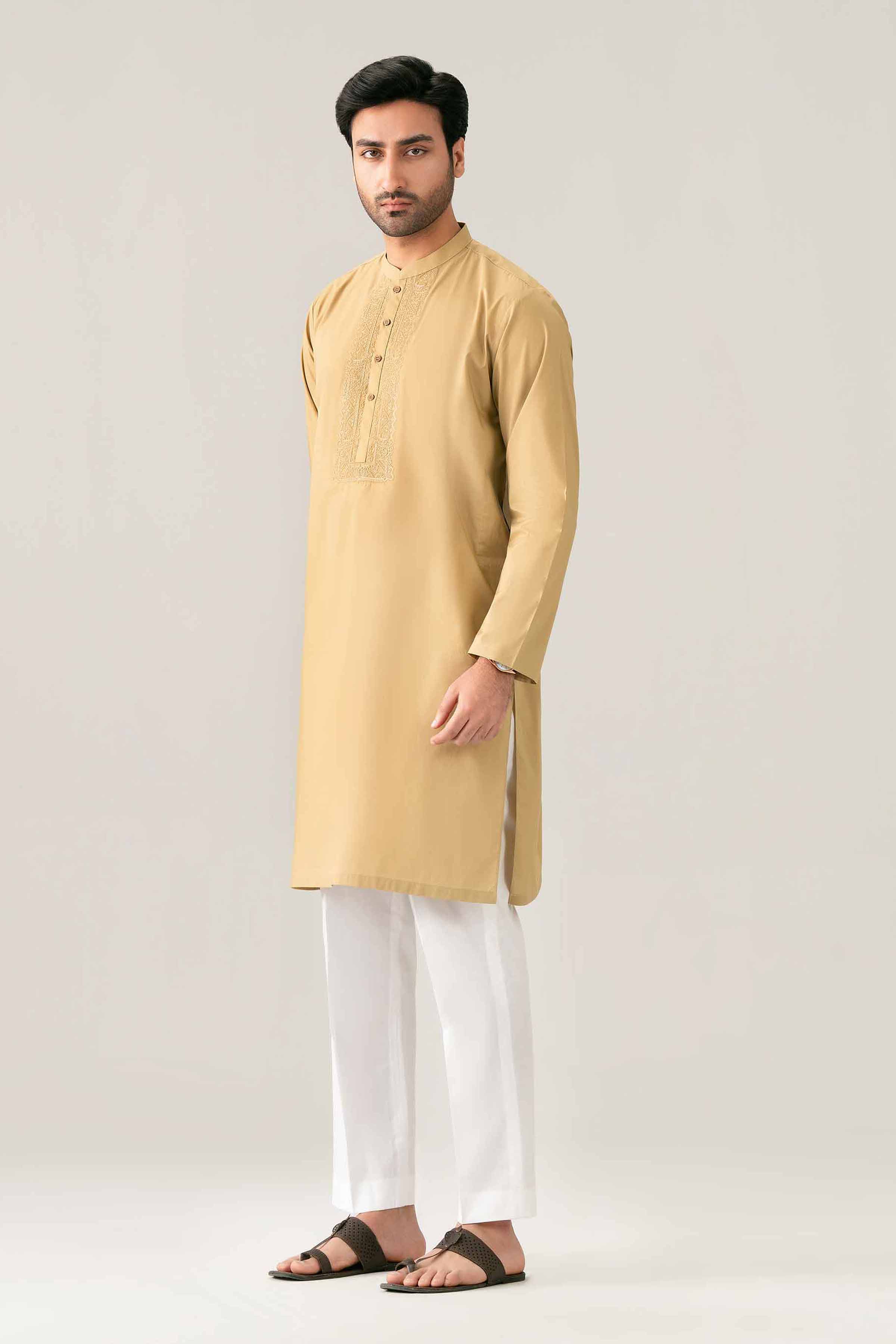 Nishat UK - Brown Embroidered Cotton 1-piece ready to wear kurta