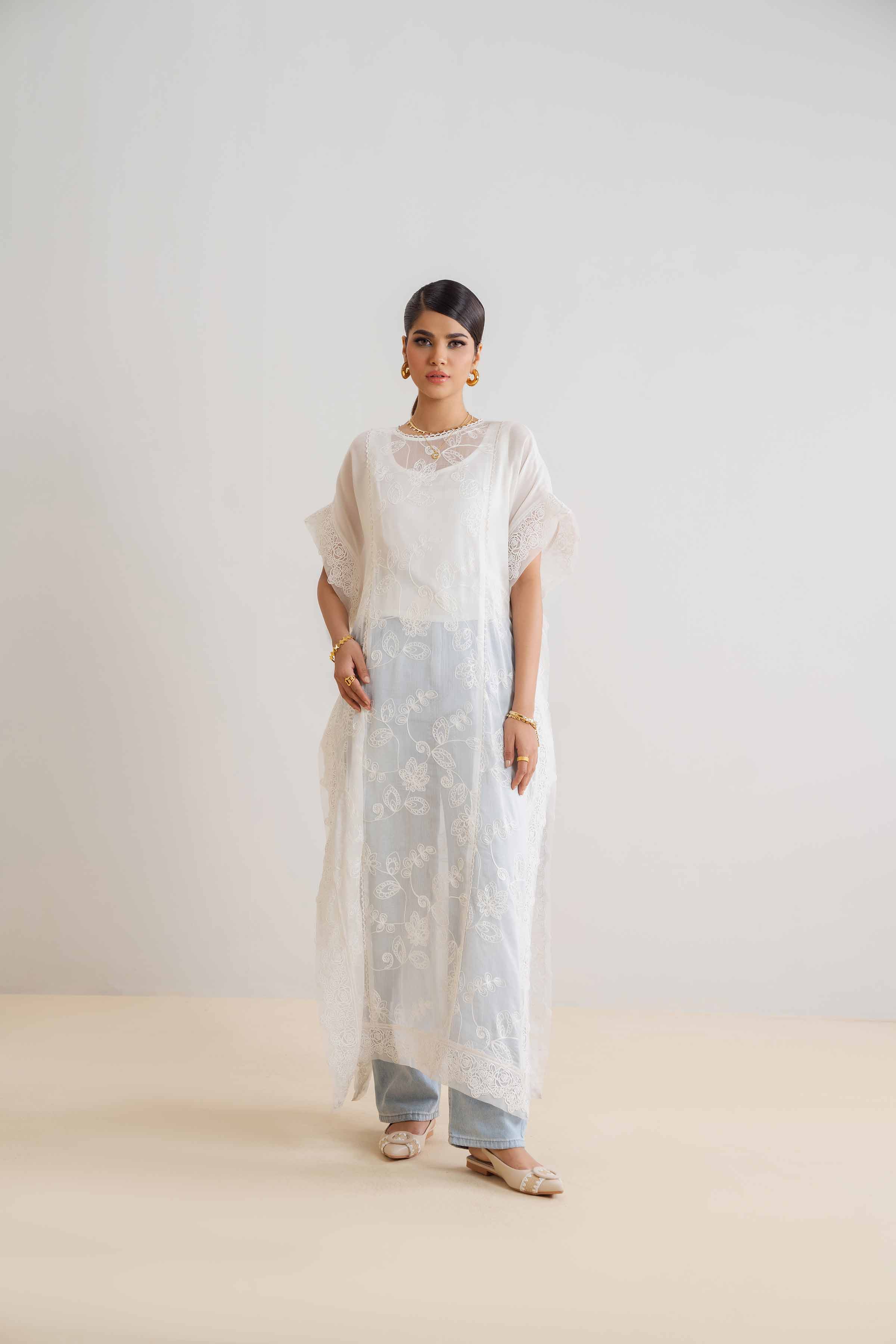 NishatUK - Brown Solids Cotton 1-piece ready to wear Kaftan