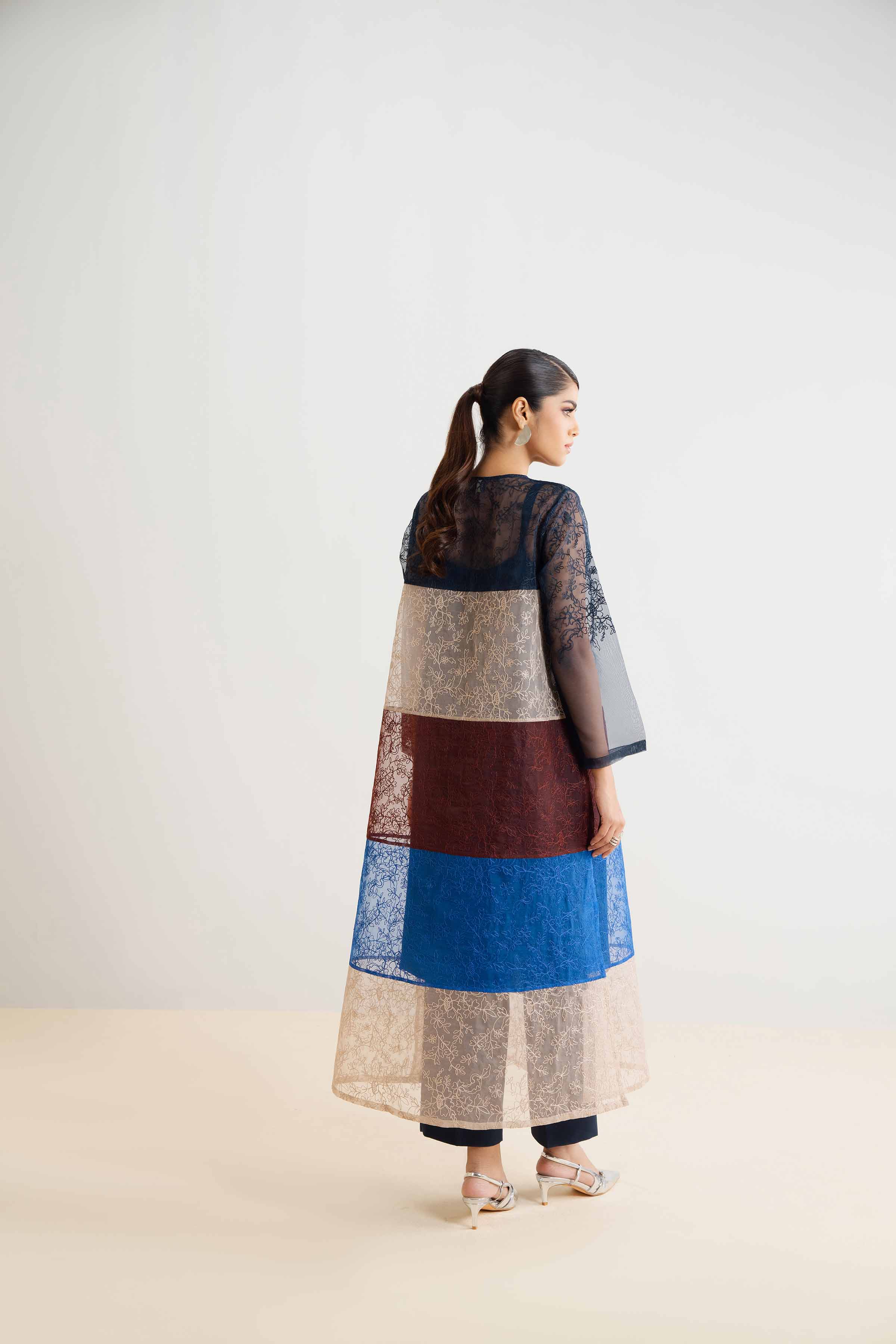 NishatUK - Brown Embroidered Organza 2-piece ready to wear Dress