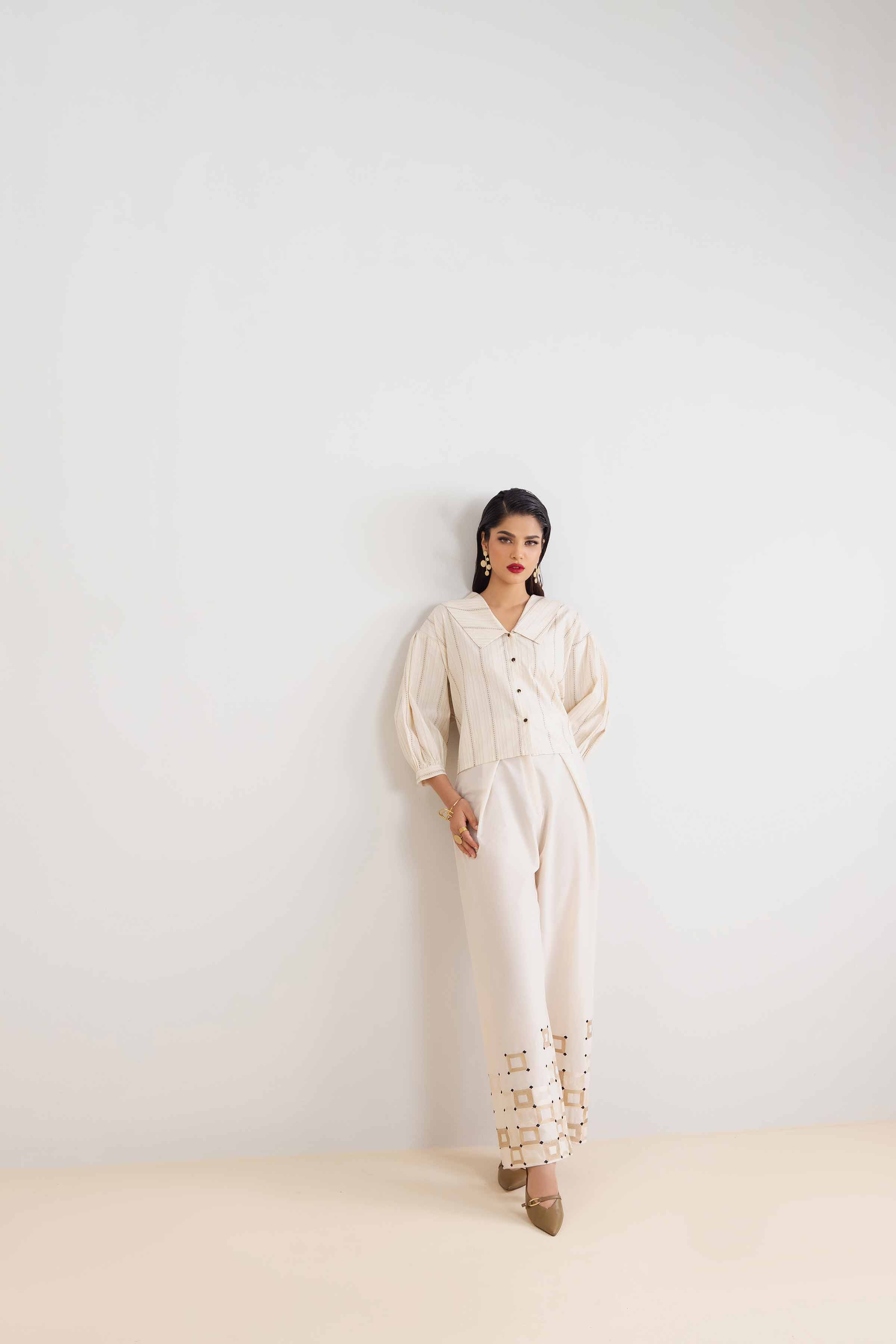 NishatUK - Brown Embroidered Yarn Dyed 2-piece ready to wear Dress