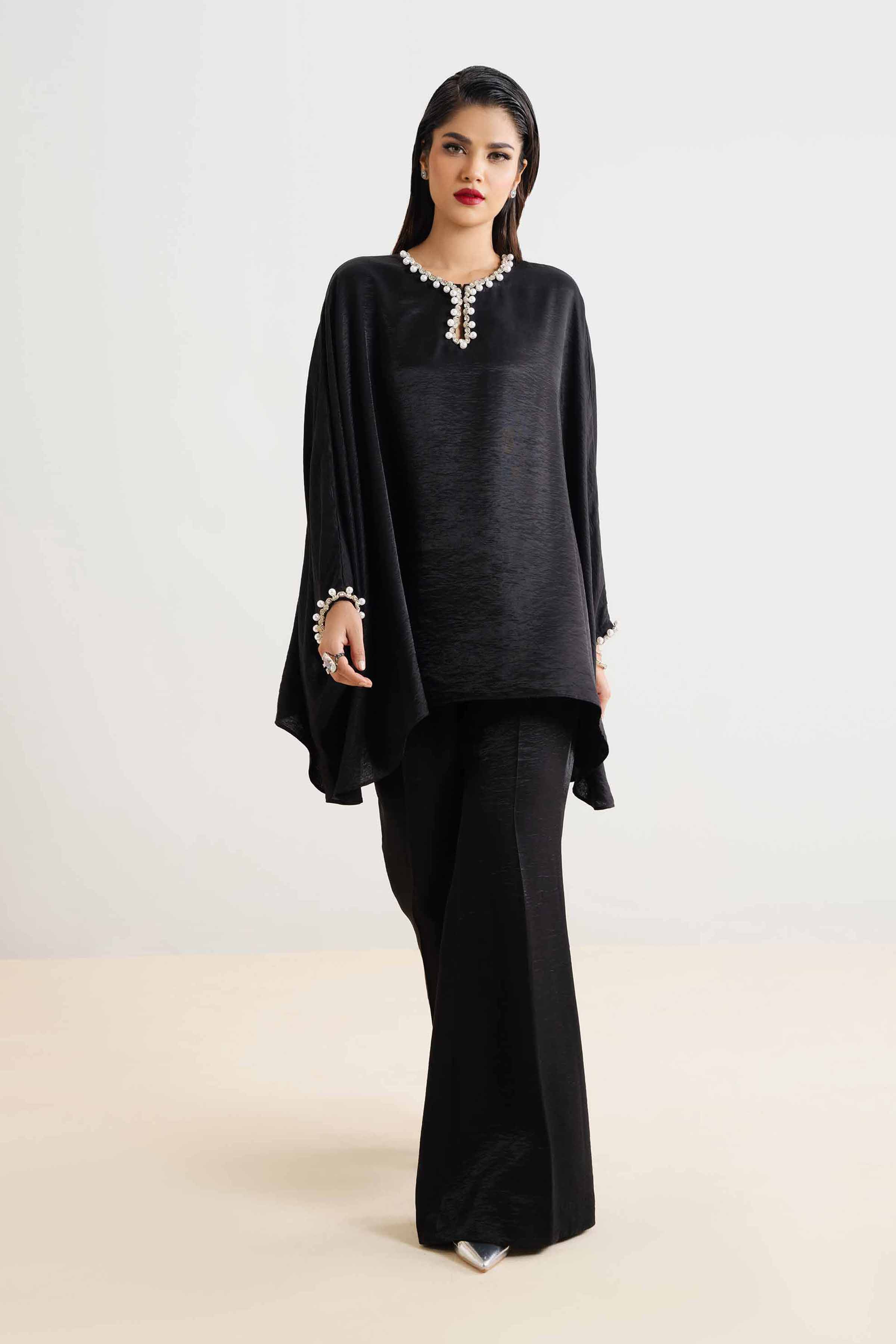 NishatUK - Black Solids Poly Cotton 2-piece ready to wear Dress