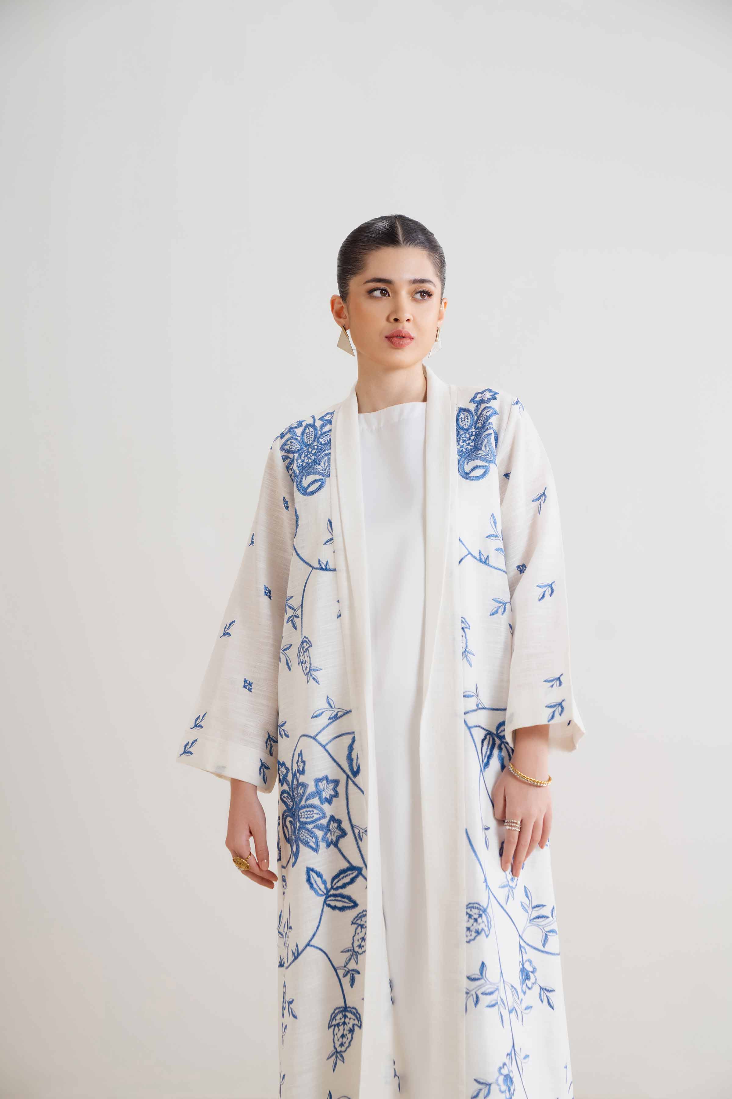 NishatUK - Brown Embroidered Cotton 1-piece ready to wear Dress