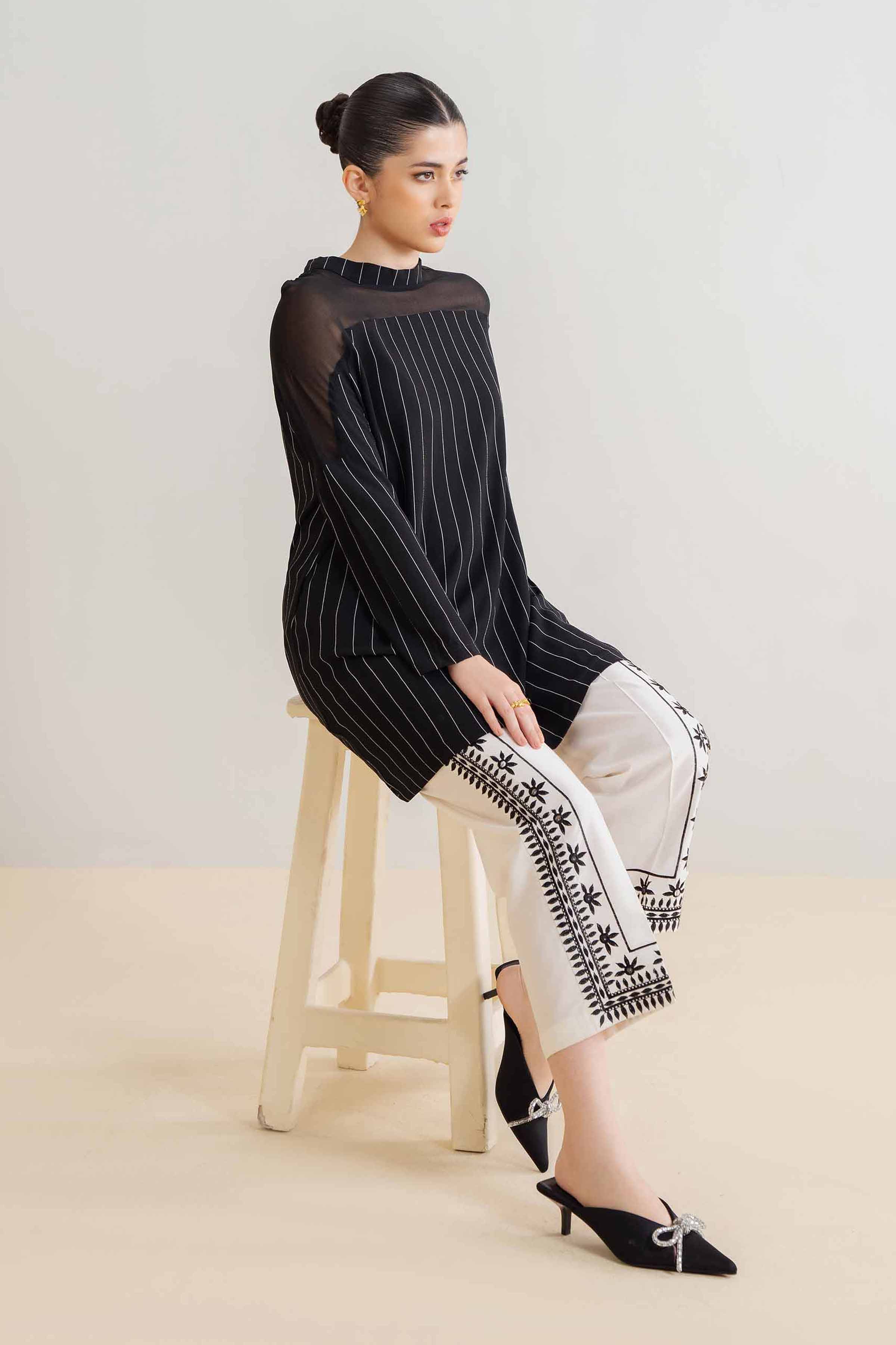 NishatUK - Brown Embroidered Cotton 1-piece ready to wear Trouser