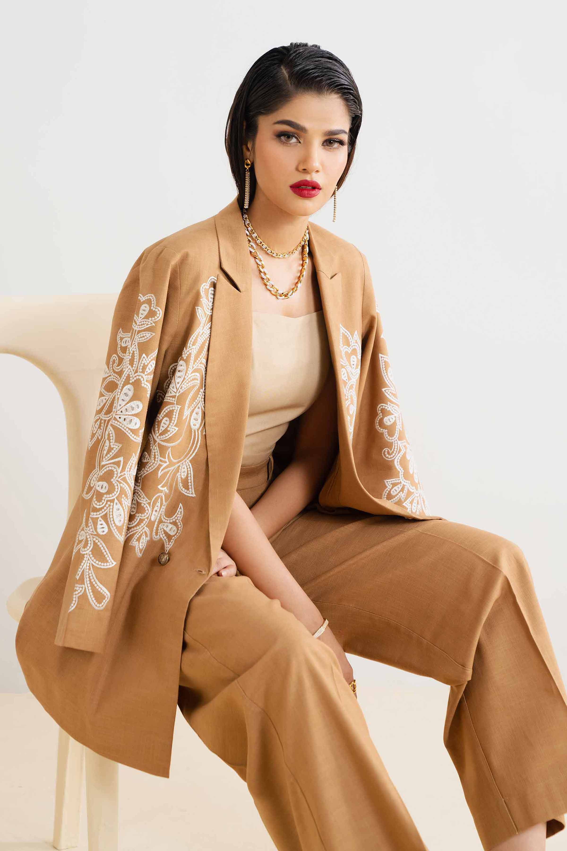 NishatUK - Yellow Embroidered Cotton 2-piece ready to wear Dress
