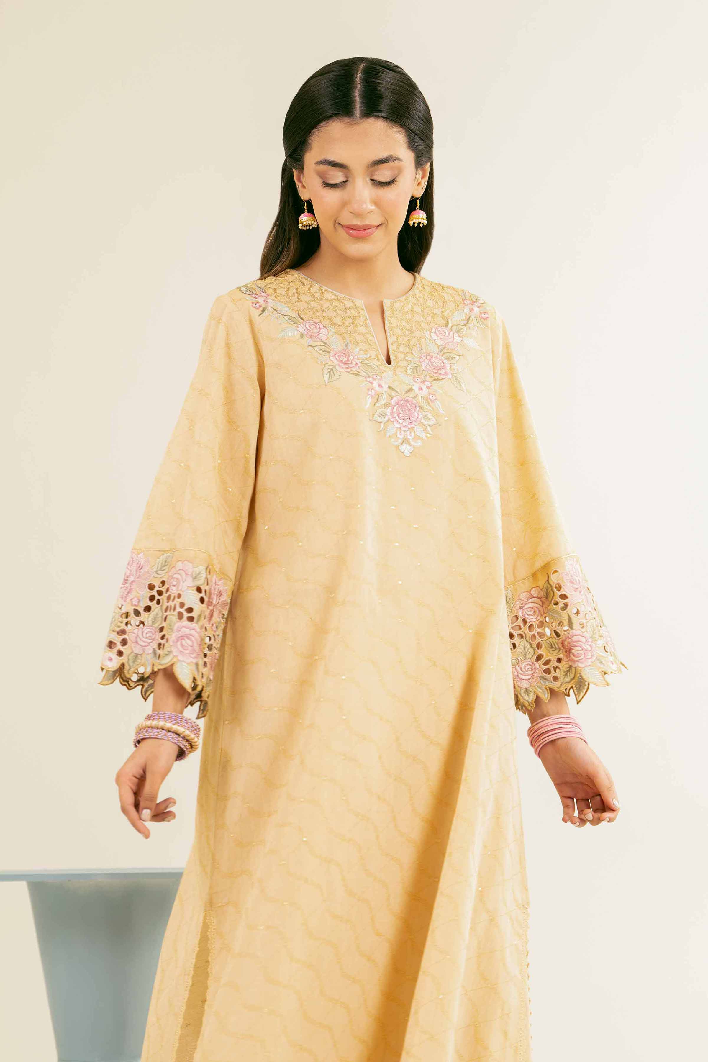 NishatUK - Brown Embroidered Jacquard 2-piece ready to wear Dress