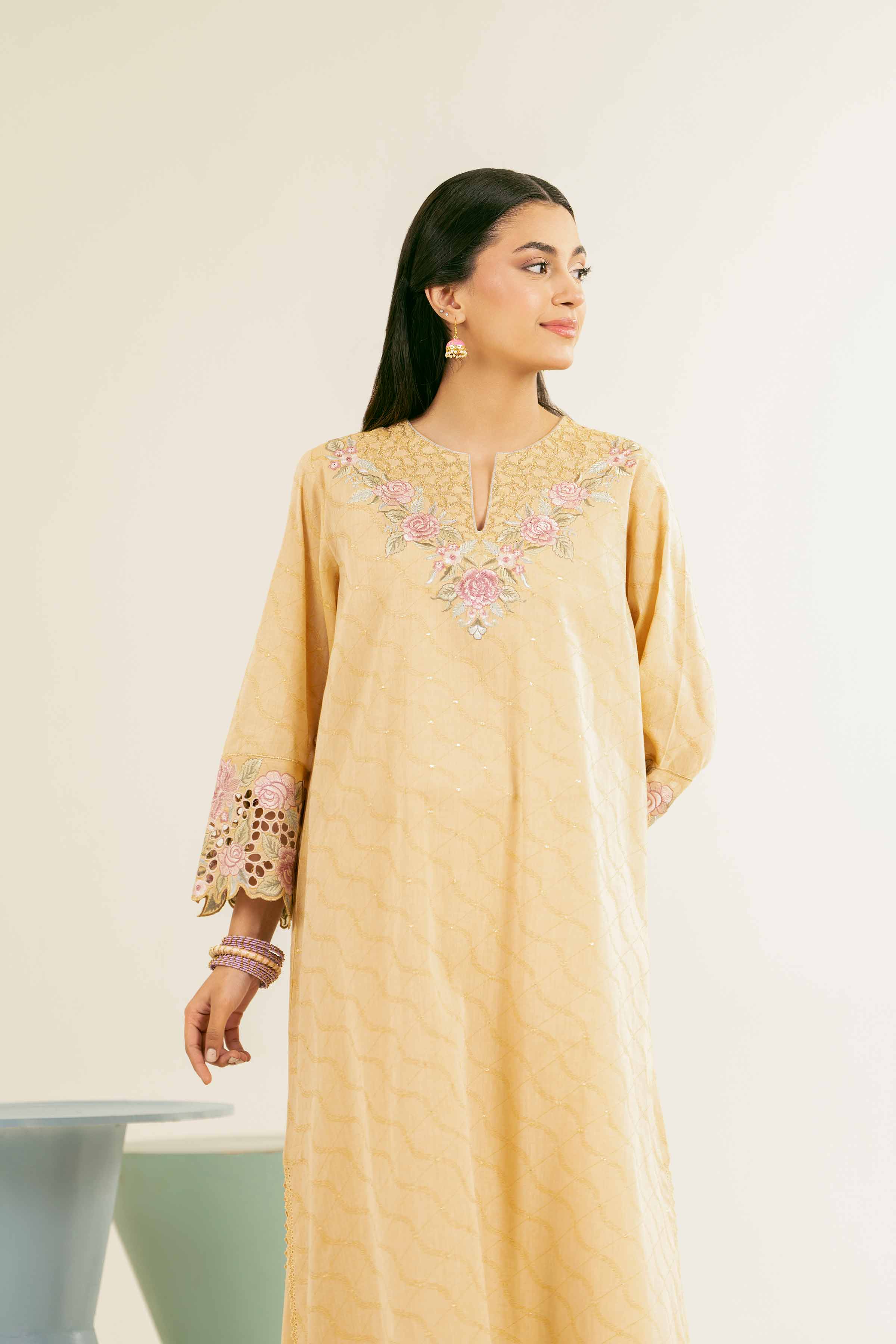 NishatUK - Brown Embroidered Jacquard 2-piece ready to wear Dress