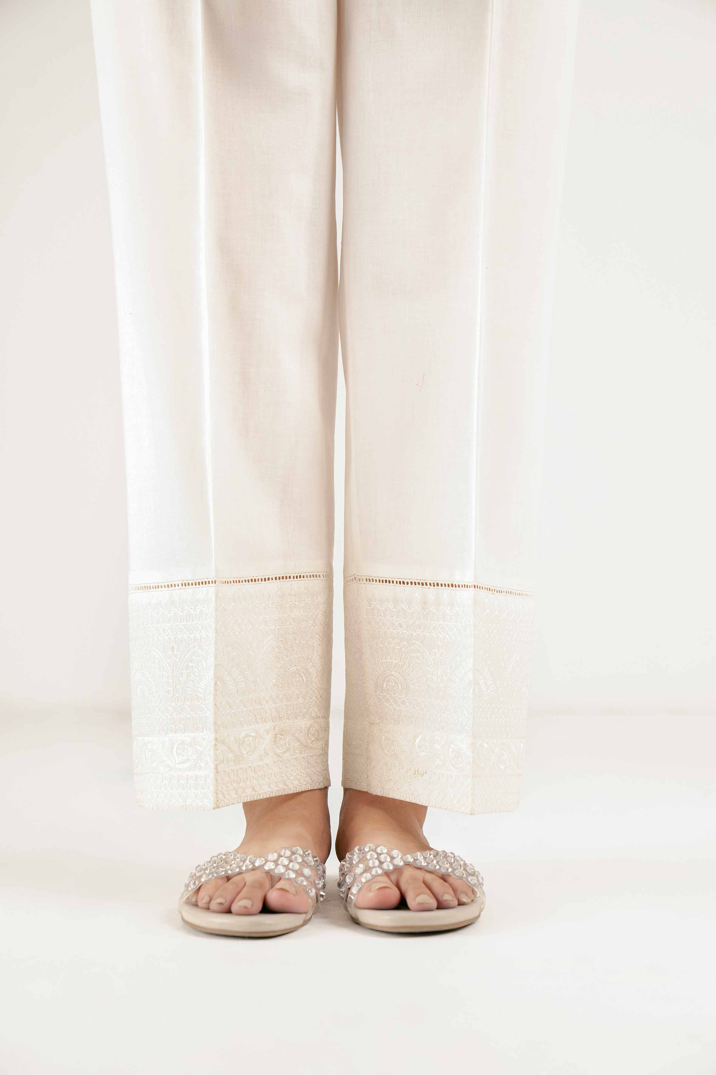NishatUK - Brown Embroidered Cambric 1-piece ready to wear Trouser