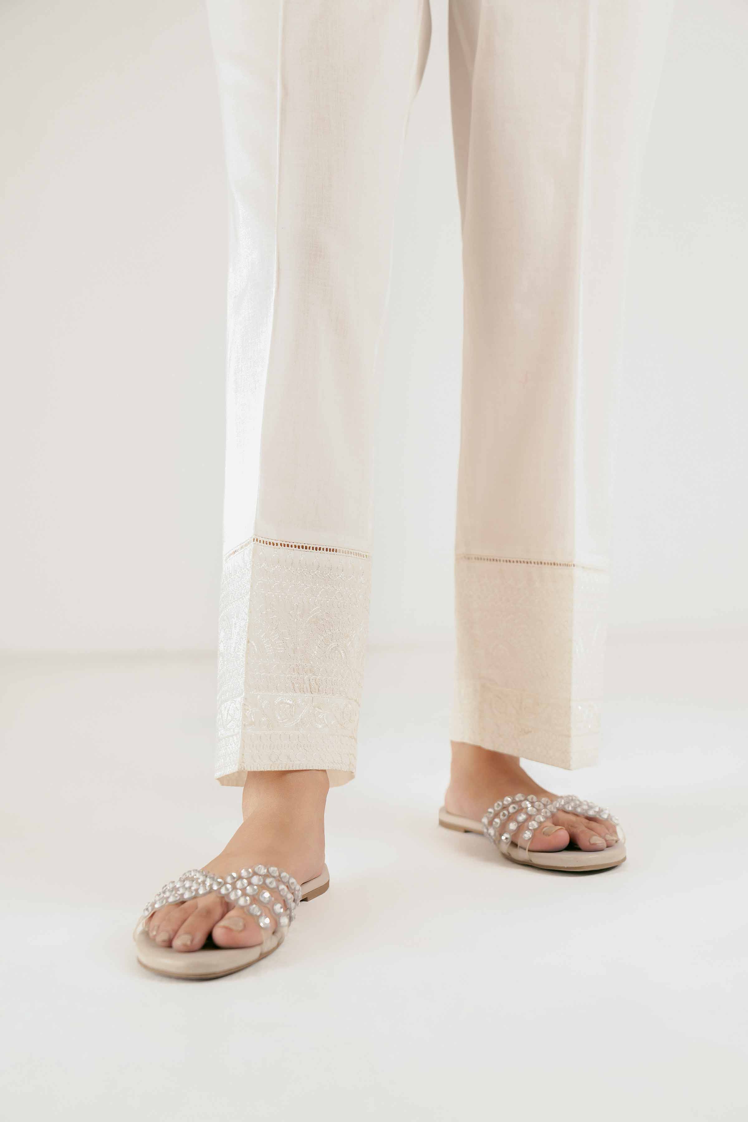 NishatUK - Brown Embroidered Cambric 1-piece ready to wear Trouser