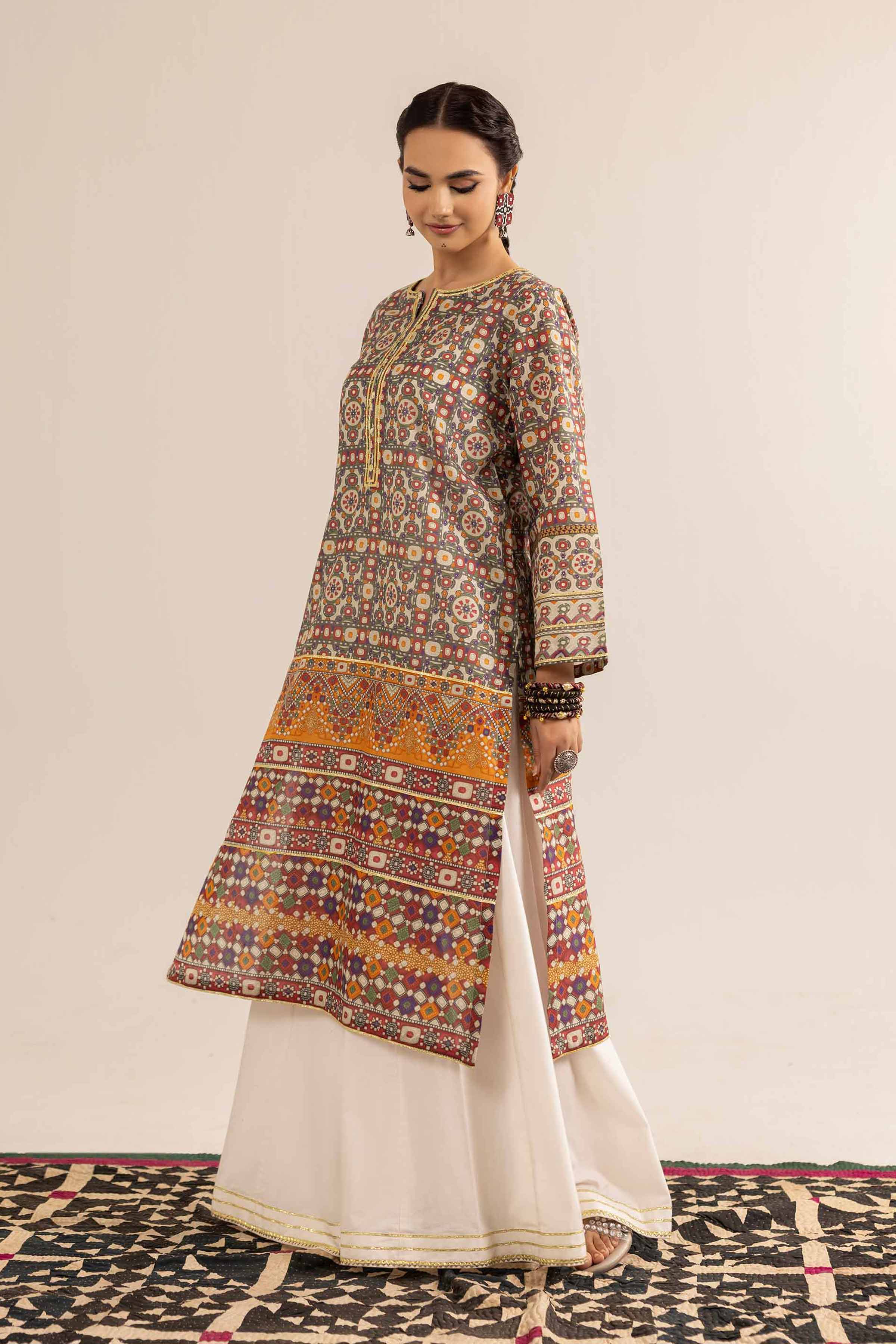 NishatUK - Brown Printed Lawn 1-piece ready to wear Shirt