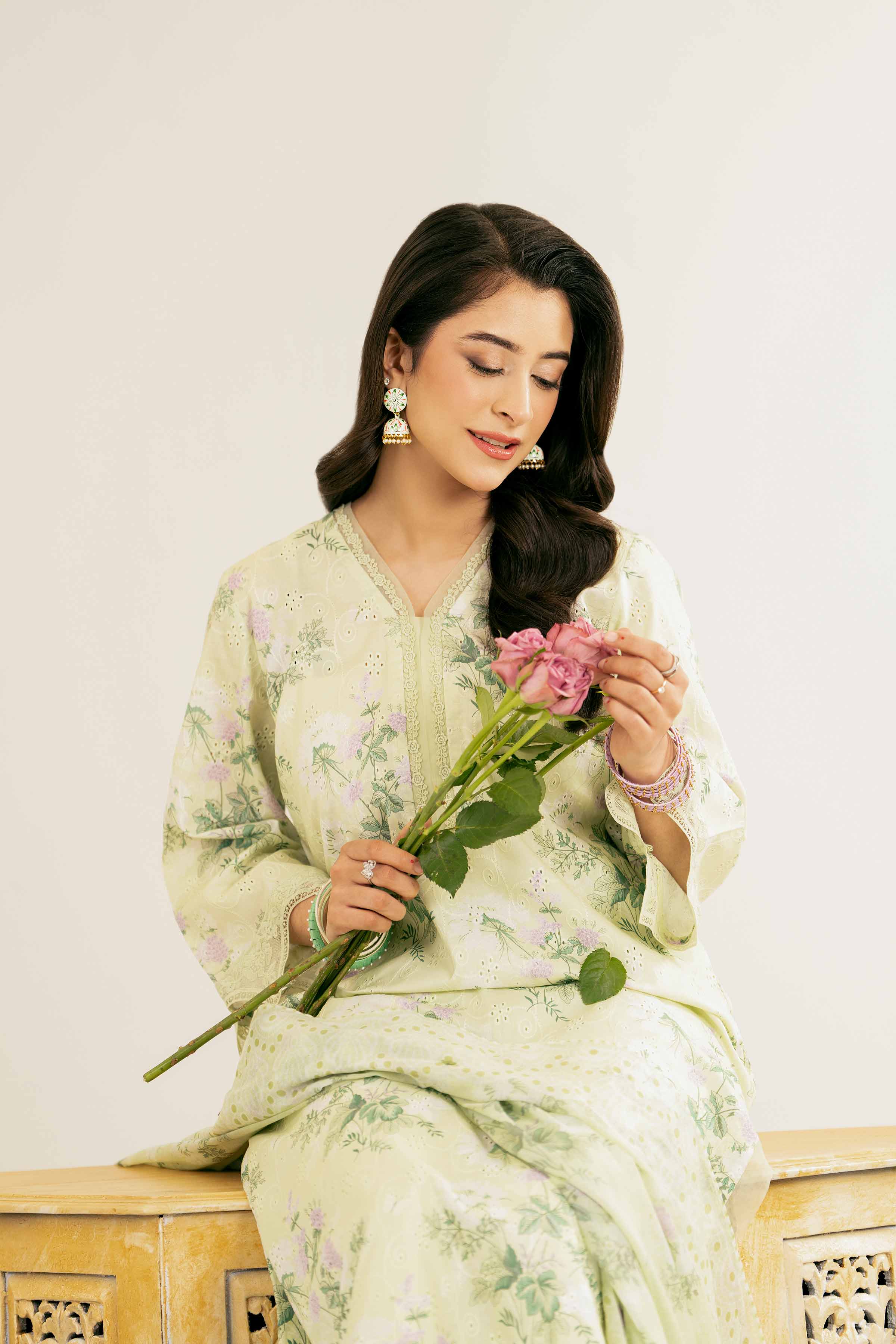 NishatUK - Pistachio Printed Chicken Kari 3-piece ready to wear Suit